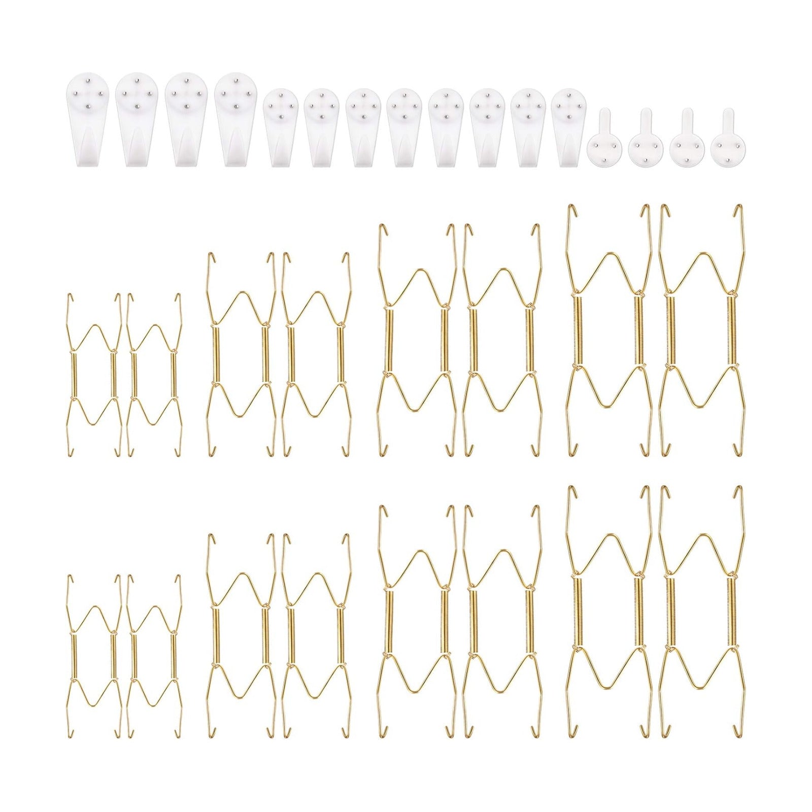 Hotop 16 Pack Plate Hanger for Wall, 6/ 8/ 10/ 12 Inch Wall Plate Hangers with 16 Pieces Hooks Stainless Steel Wire
