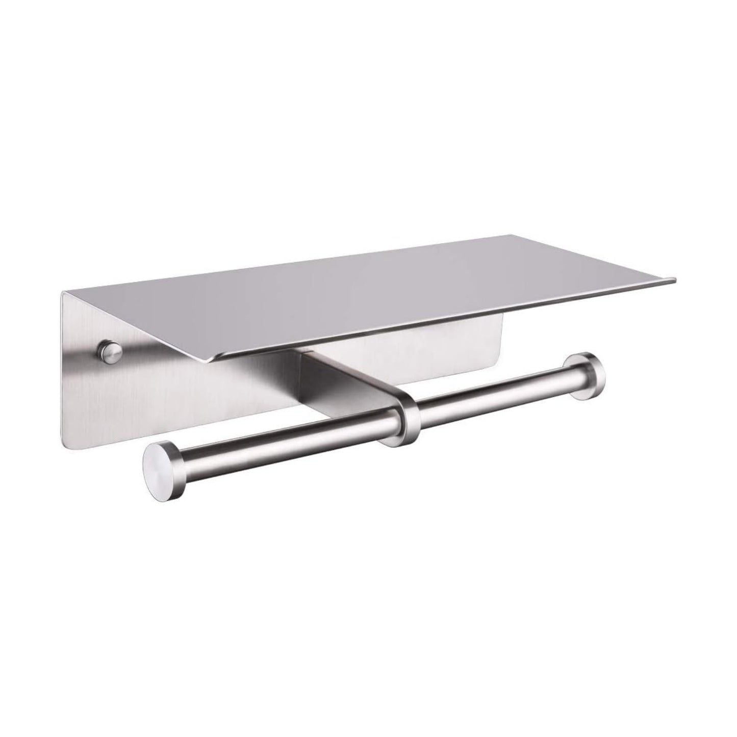 APLusee Brushed Nickel Double Toilet Paper Holder with Shelf, Wall Mounted | 304 Stainless Steel, Rust-resistant for
