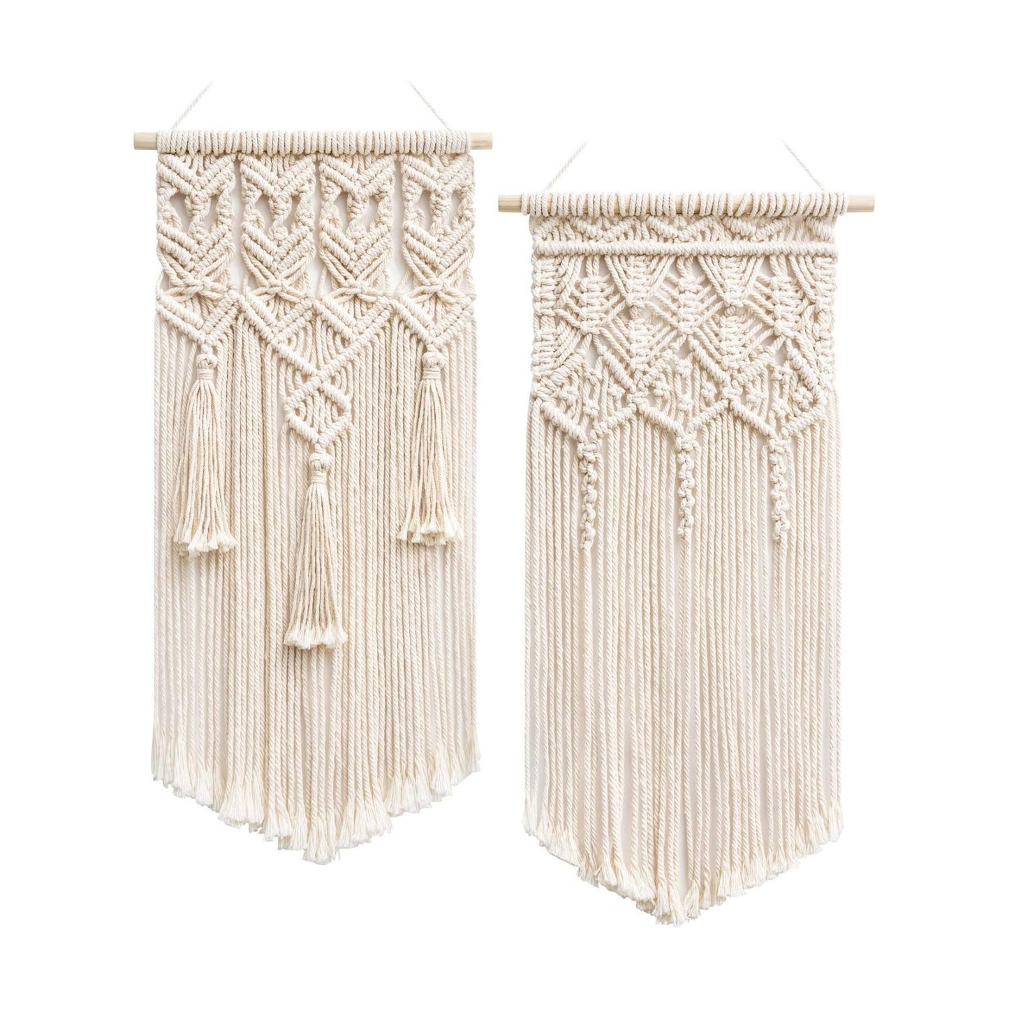 Macrame Woven Wall Hanging Boho Chic Geometric Art Decor / Small / Set of 2