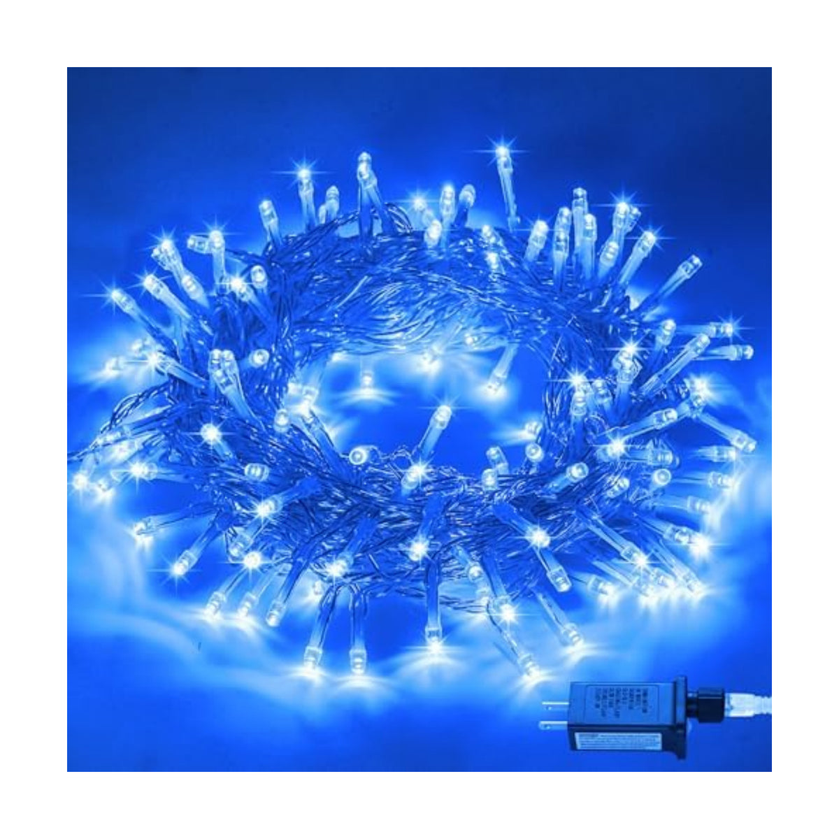 JMEXSUSS Connectable 100 LED Blue Christmas Lights Clear Wire
