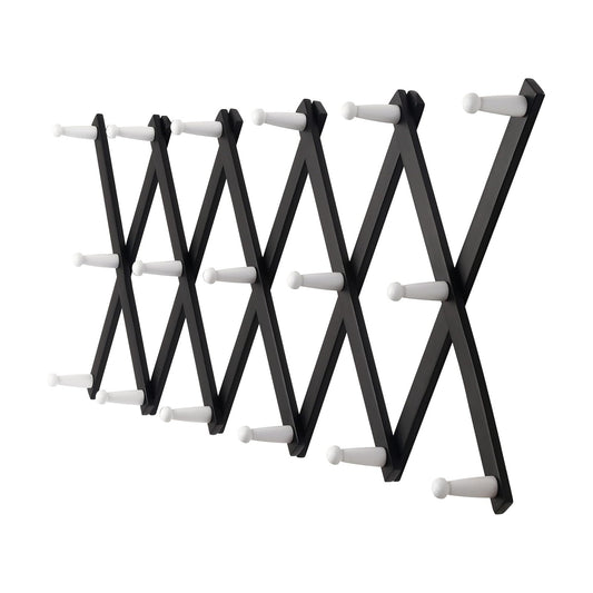 Accordian Wall Hanger: 16” High Wooden Wall Expandable Coat Rack, Hat Rack Holder, Accordion Hook for Baseball Caps
