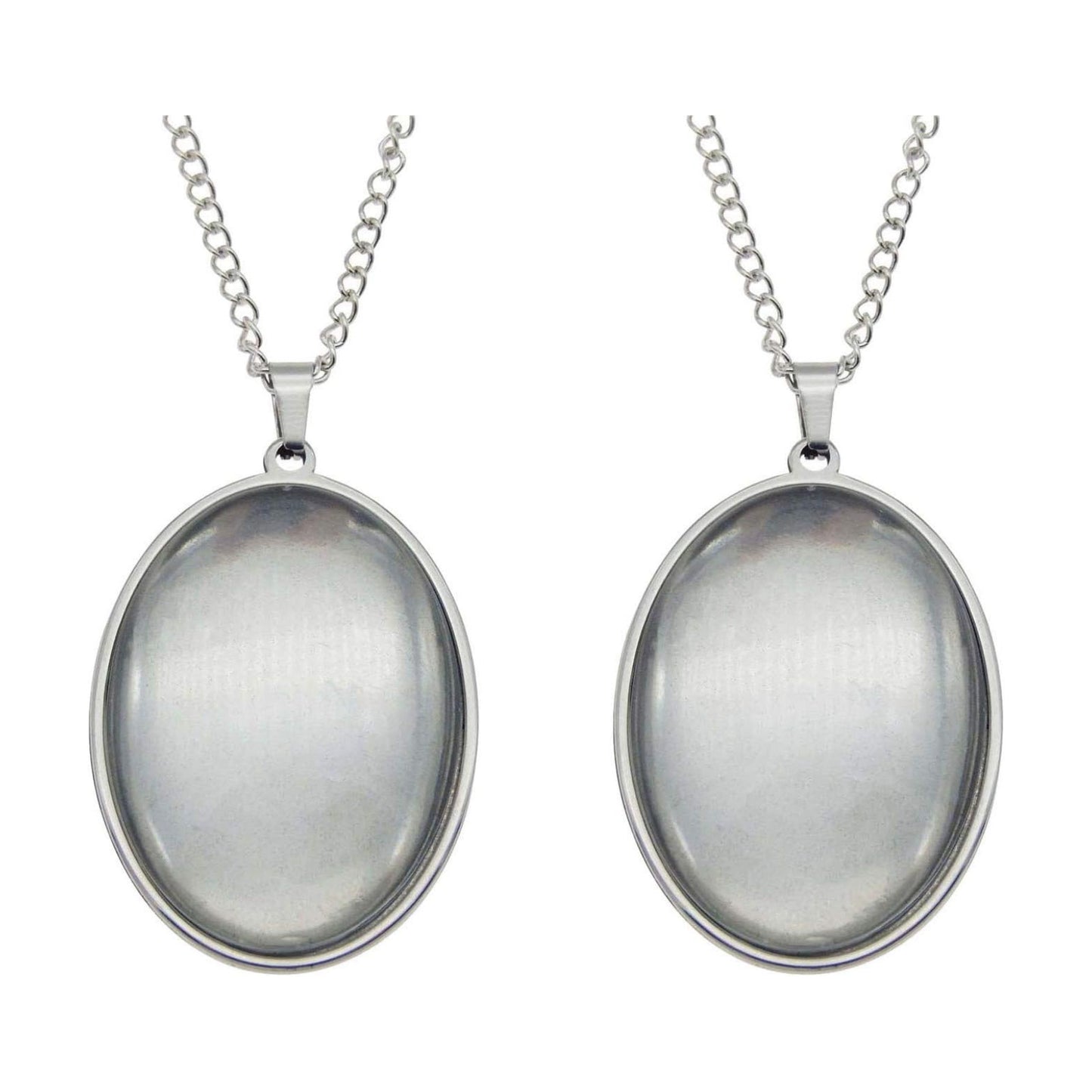 Oval Stainless Steel Bezel Tray Blank Pendant / Set of 10