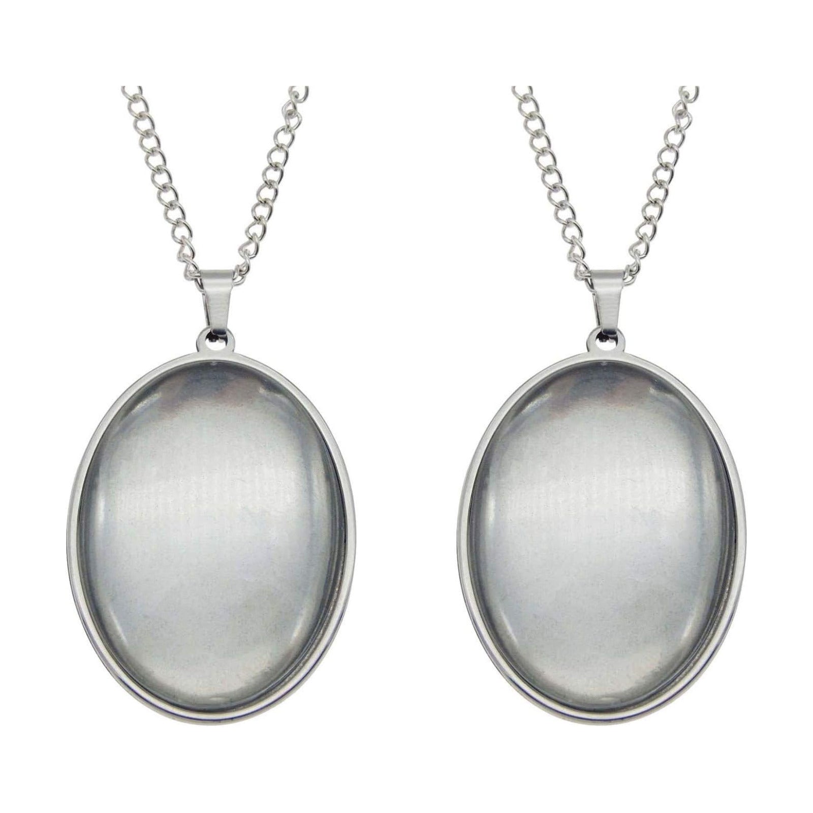 Oval Stainless Steel Bezel Tray Blank Pendant / Set of 10