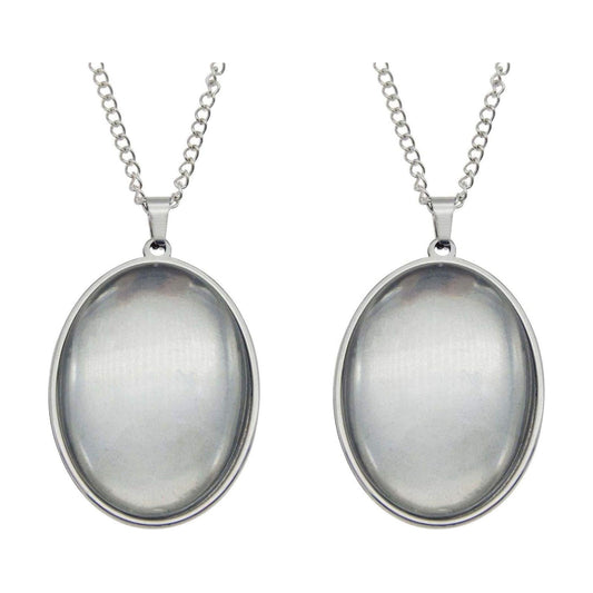Oval Stainless Steel Bezel Tray Blank Pendant / Set of 10