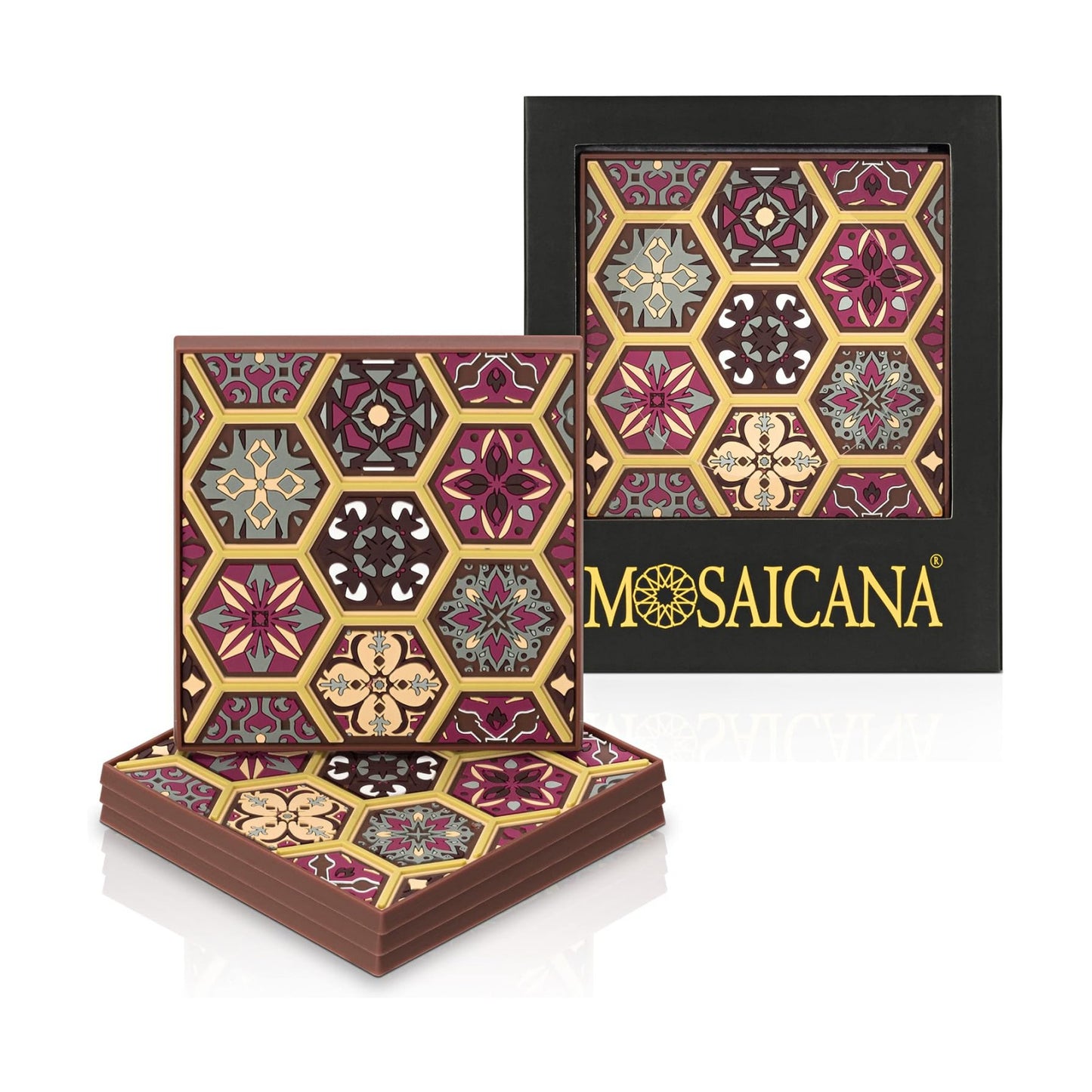 3.5" Size / Burgundy / Set of 4