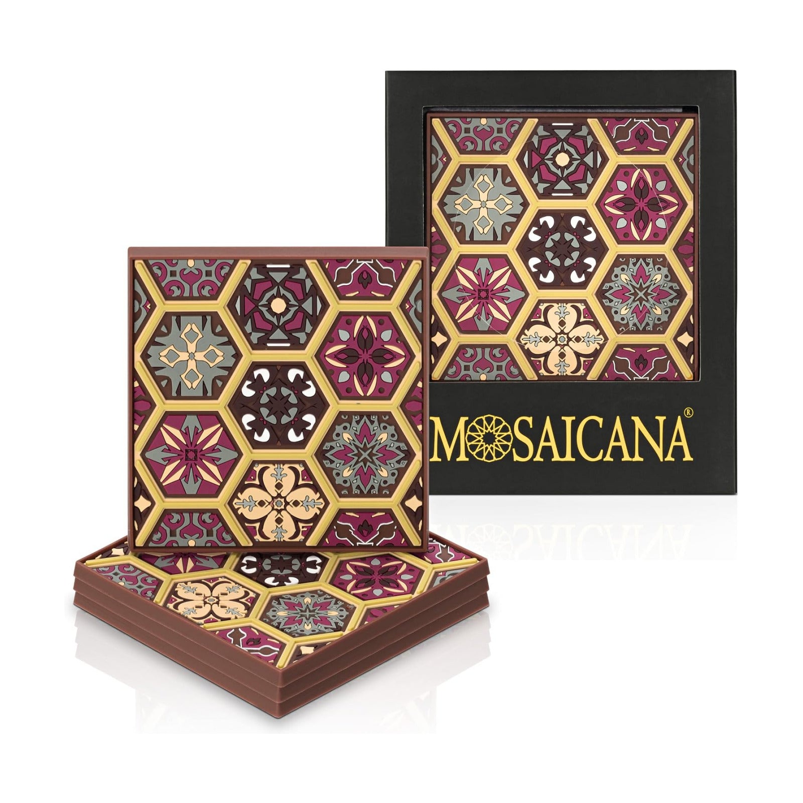 3.5" Size / Burgundy / Set of 4