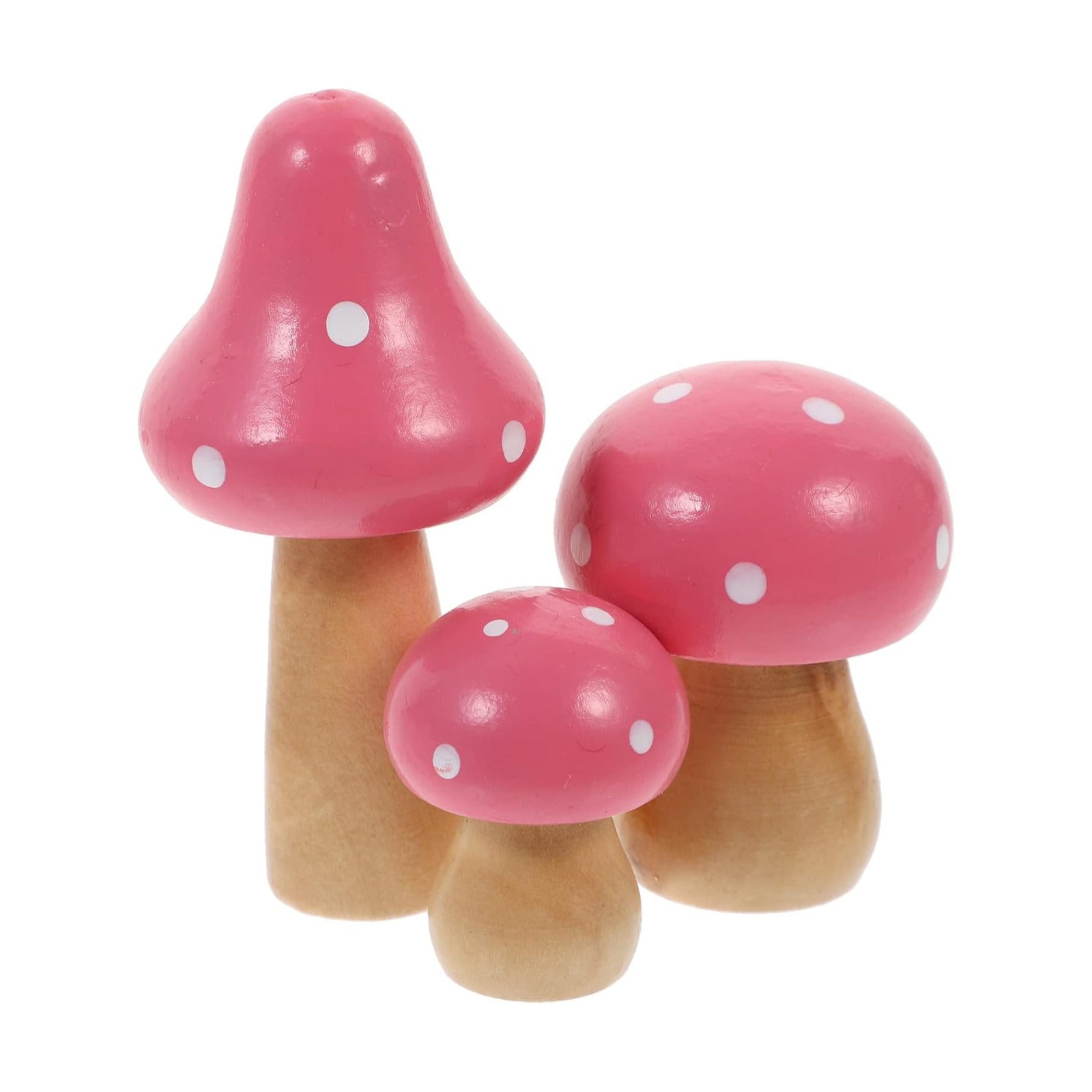 Mushroom Miniature Figurines Mini Wooden Mushrooms Fairy Garden Accessories Flower Pots / Set of 3