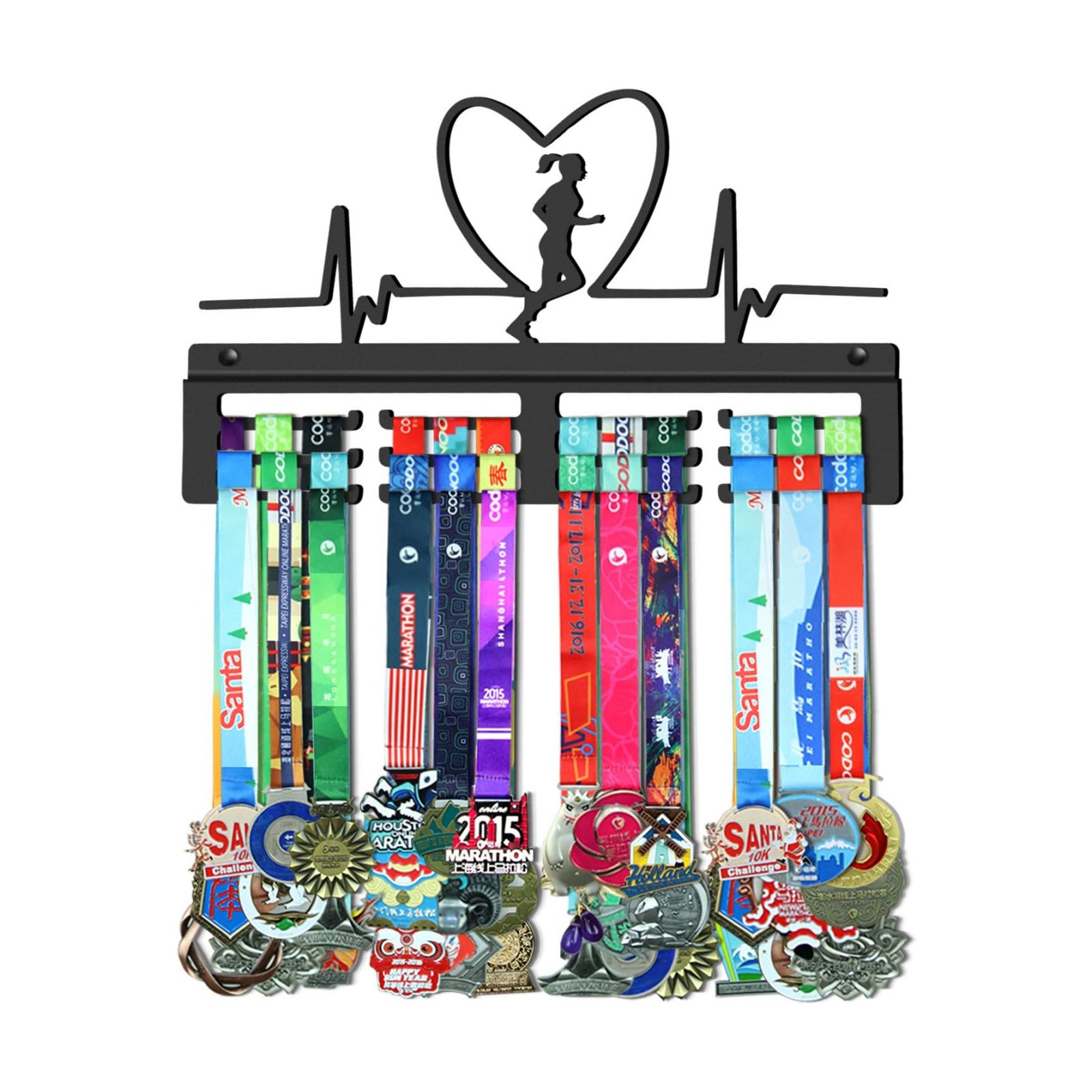 GENOVESE Medal Hanger for Women's Running,Marathon Medals Display Rack,Sturdy Steel Metal Holder,Wall Mount Over 50