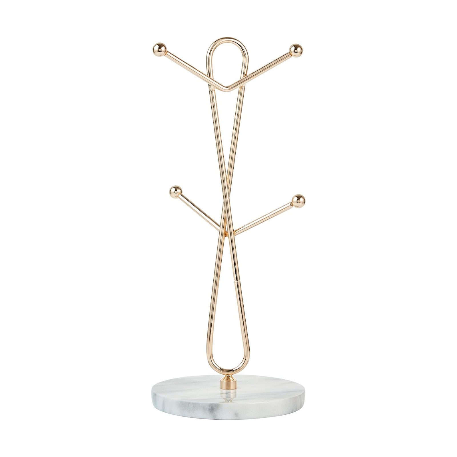 JEmarble Mug Holders with Copper Plated Standing - White Countertop Mug Tree, Coffee & Tea Cup Storage Rack, Coffee