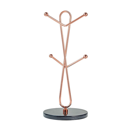 JEmarble Mug Holders with Copper Plated Standing(Black) Countertop Mug Tree, Coffee Mugs & Tea Cup Storage Rack, Coffee