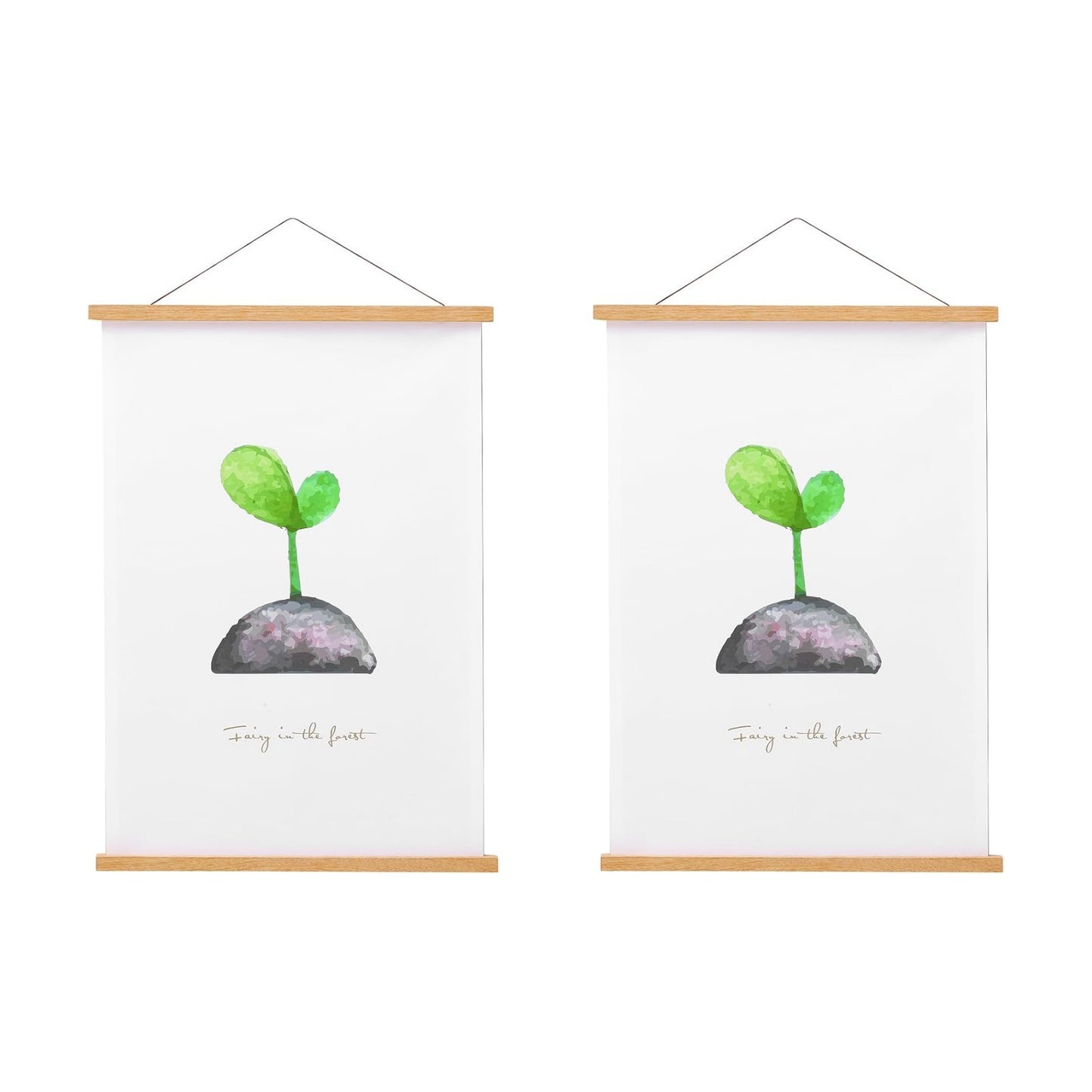 FALAMON 2 Pack Magnetic Poster Hanger Frame, 22x14 22x28 22x34 Teak Wood Magnet Poster Frame for Hanging Posters