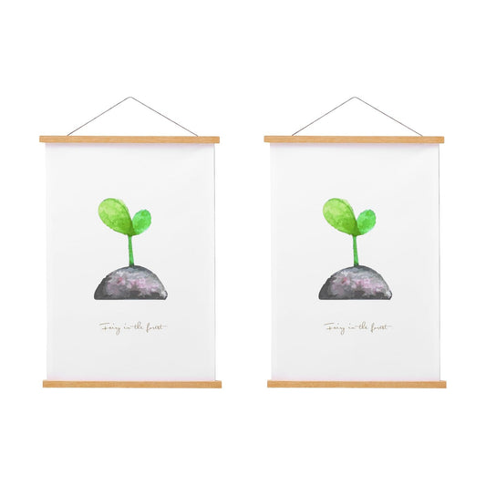FALAMON 2 Pack Magnetic Poster Hanger Frame, 22x14 22x28 22x34 Teak Wood Magnet Poster Frame for Hanging Posters