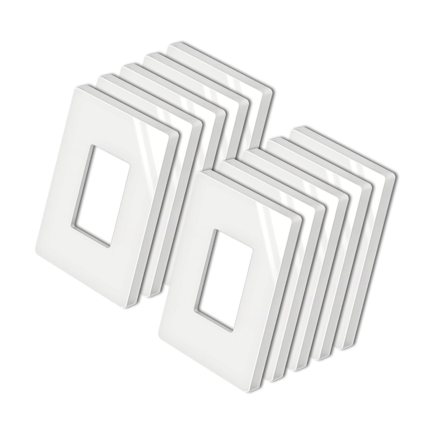 BESTTEN [10 Pack] Midsize Screwless Wall Plate, USWP4 Glossy Off White, Midway Decor Outlet Cover, Midsized Switch