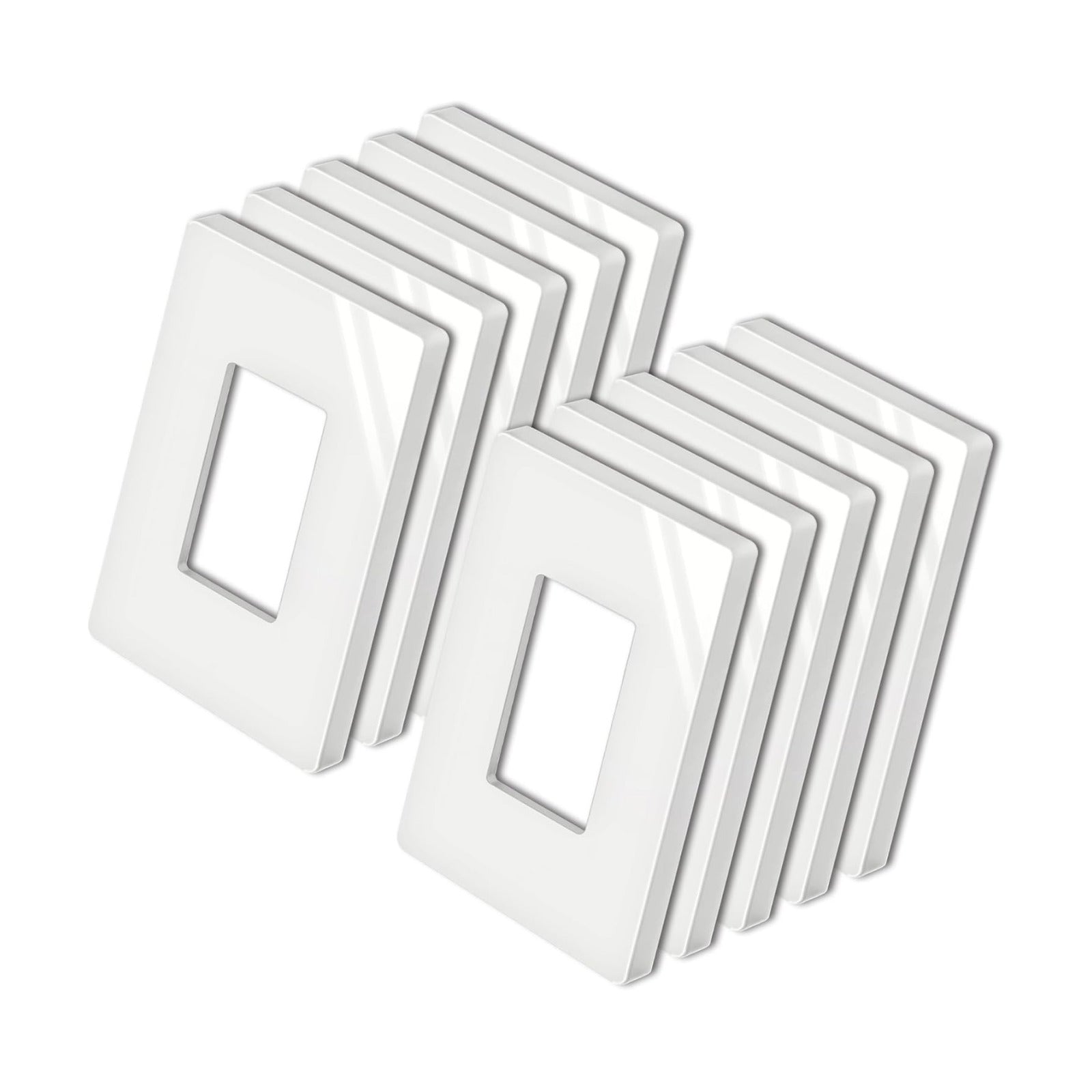 BESTTEN [10 Pack] Midsize Screwless Wall Plate, USWP4 Glossy Off White, Midway Decor Outlet Cover, Midsized Switch