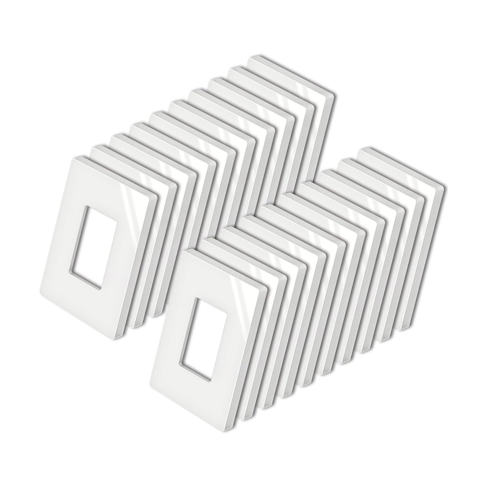BESTTEN [20 Pack] 1 Gang Screwless Decorator Wall Plate, Midsize Switch Plate, Midway Receptacle Outlet Cover, USWP4