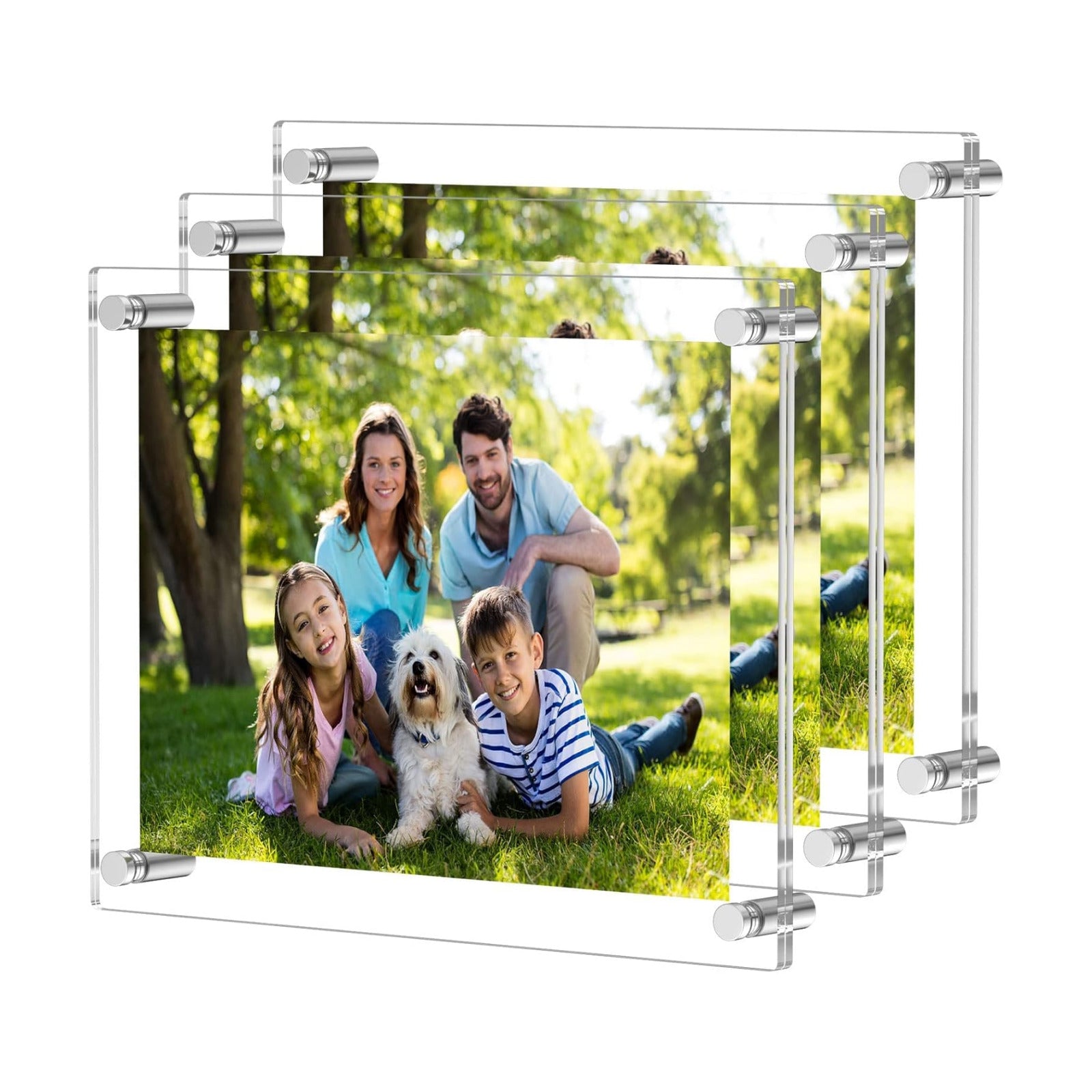 NIUBEE 8x10 Clear Acrylic Picture Frame Floating Wall Mount 3 Pack | Full Frame is 9.7x11.7 inch,Floating Frameless