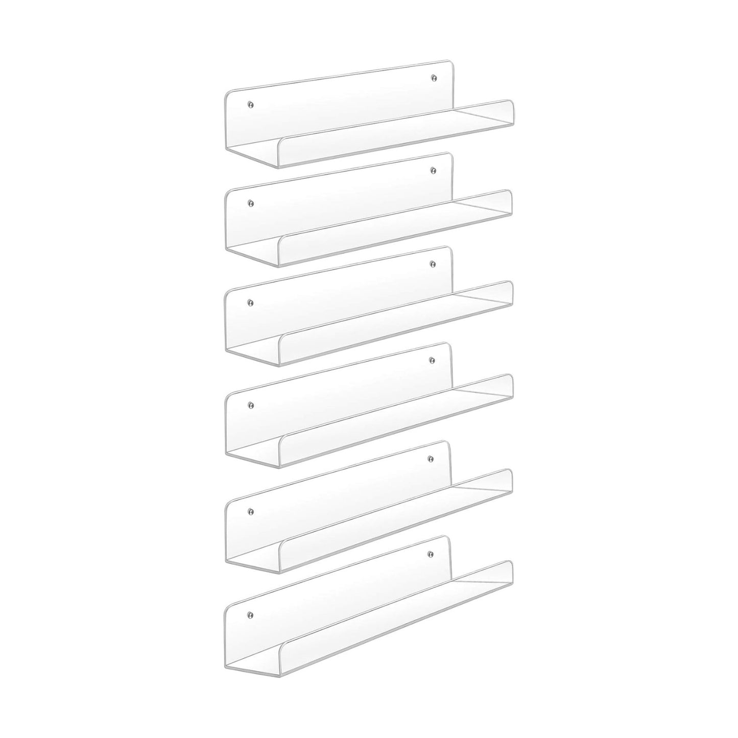 Sooyee 6 Pack Acrylic Floating Wall Shelves, 15 Inch | Funko Pop Display Shelf, Invisible Kids Book Shelf, Picture