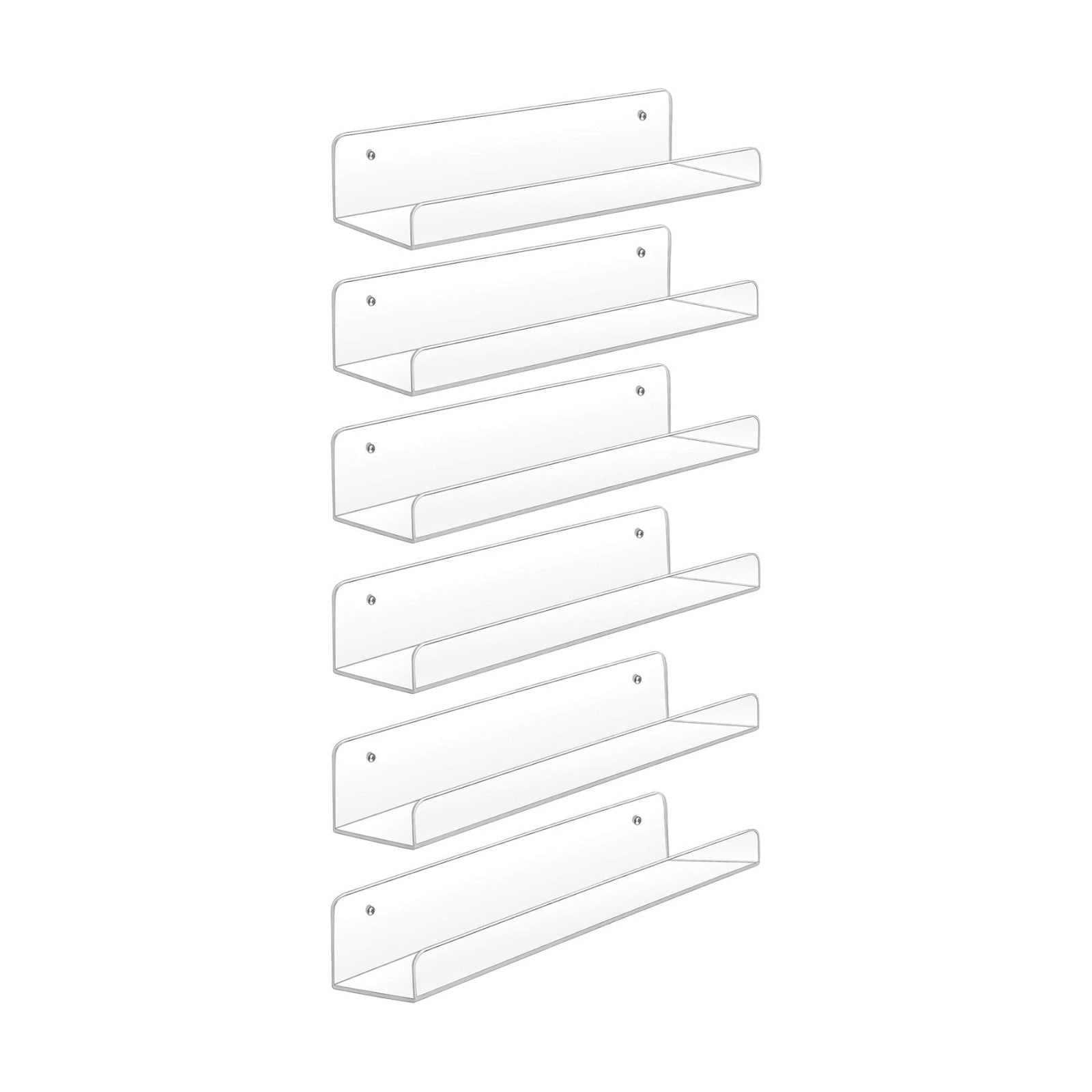 Sooyee 6 Pack Acrylic Floating Wall Shelves, 15 Inch | Funko Pop Display Shelf, Invisible Kids Book Shelf, Picture