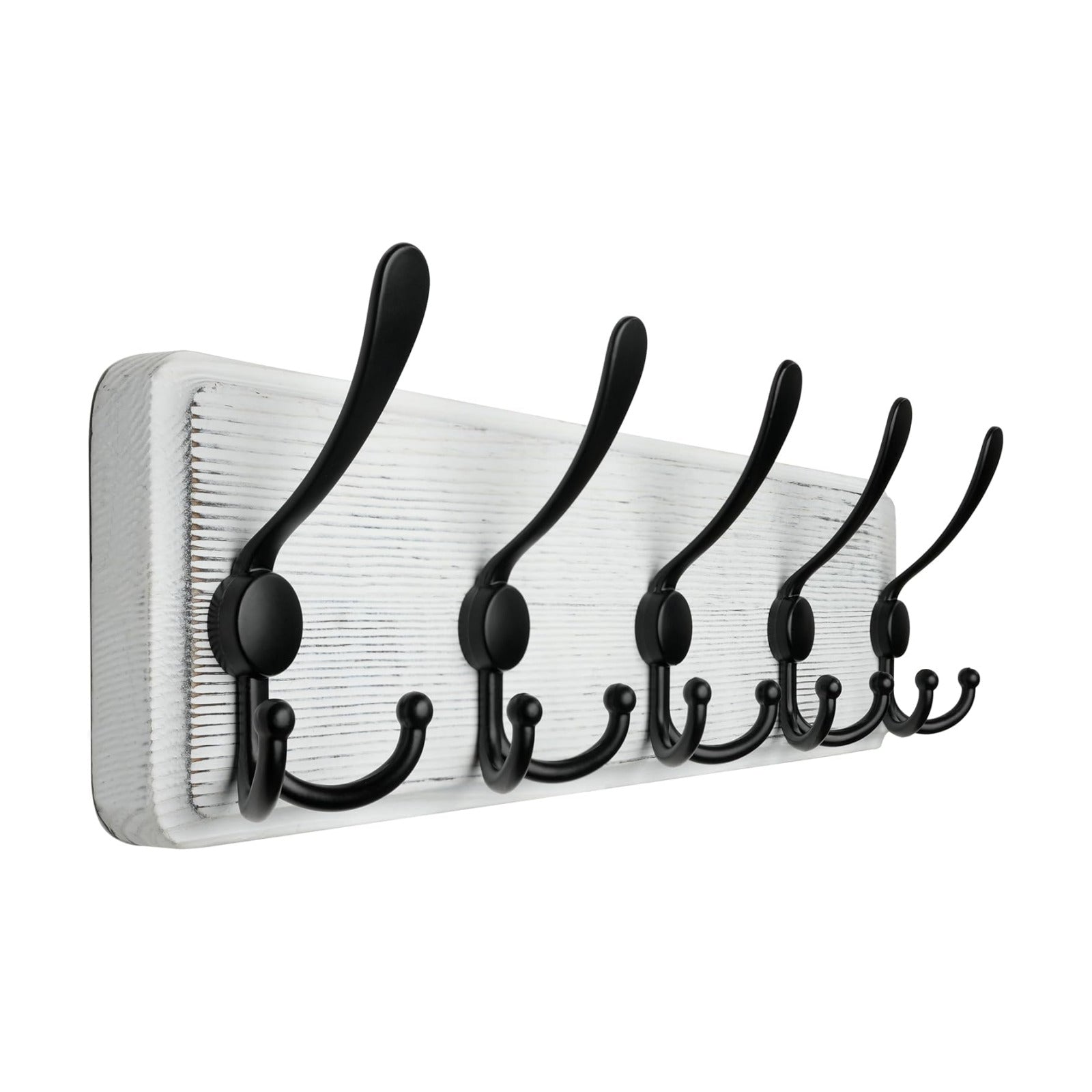 WEBI Coat Rack Wall Mount,Coat Hooks Wall Mounted,16" Hole to Hole,Coat Hanger Wall,Wood Hook Rack Rail,5 Triple Hooks