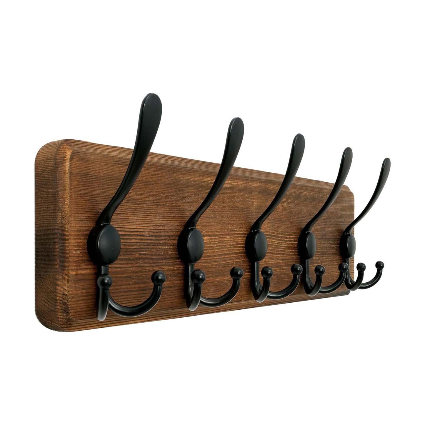 WEBI Rustic Coat Rack Wall Mount,Solid Wood Coat Hooks Wall Mounted Coat Hanger,16" Hole to Hole,Hook Rack Rail,5