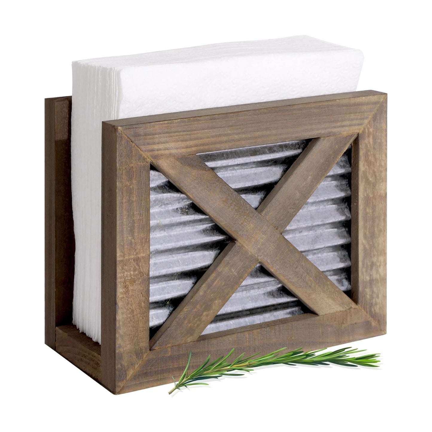 Farmhouse Napkin Holder Wooden- Upright / Brown