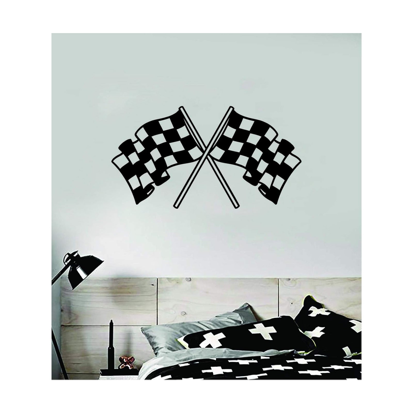 Racing Flags V2 Checkers Wall Decal Sticker Vinyl Art Bedroom Room Decor Decoration Teen Boy Girl