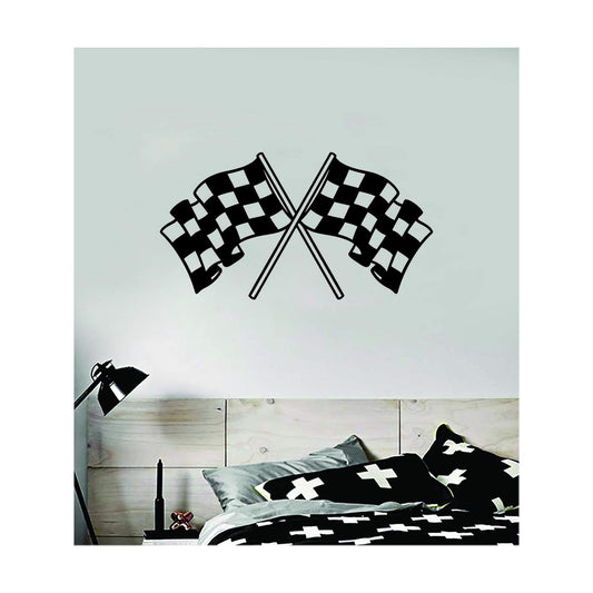 Racing Flags V2 Checkers Wall Decal Sticker Vinyl Art Bedroom Room Decor Decoration Teen Boy Girl