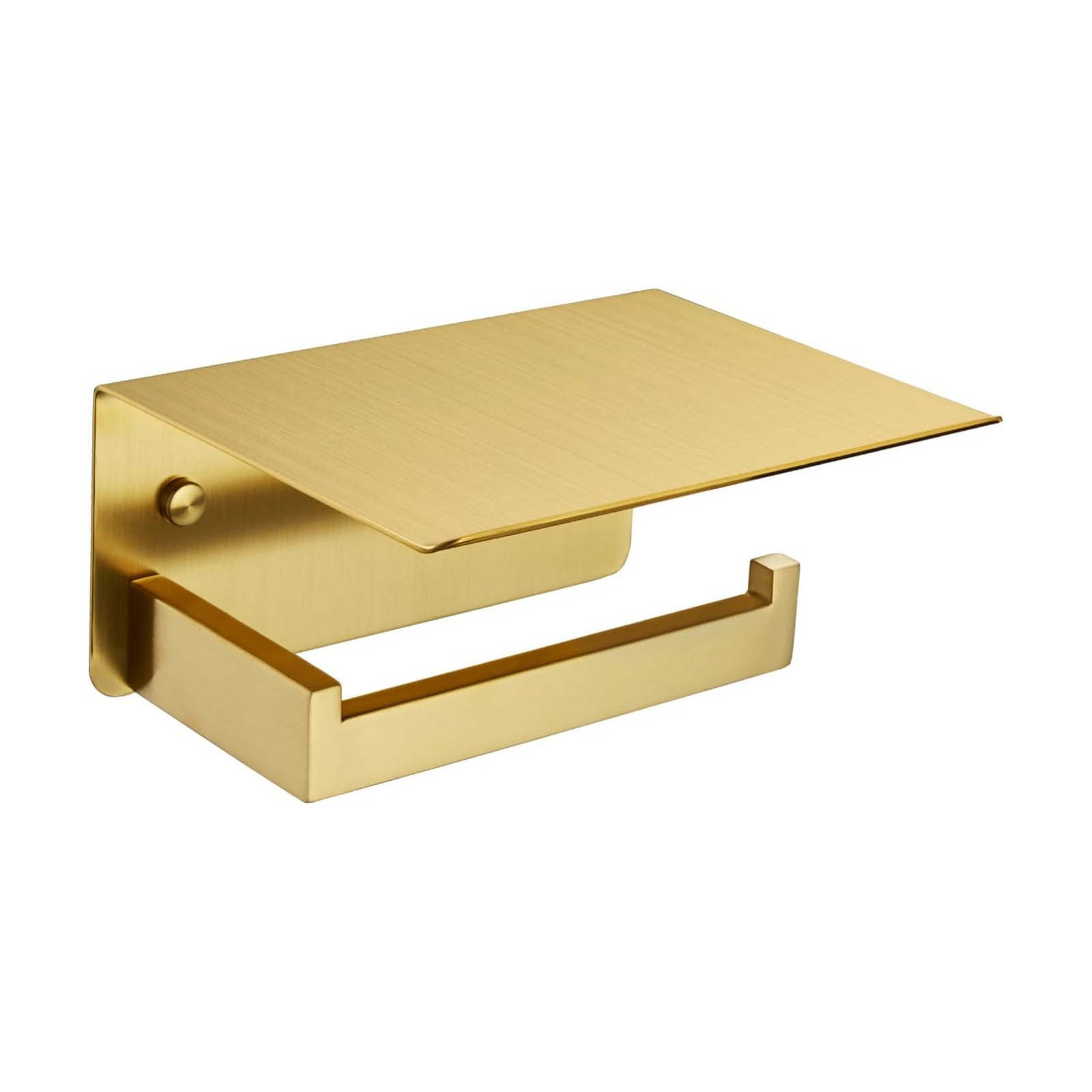 APLusee Brushed Dark Gold Toilet Paper Holder with Shelf, Wall Mounted | Rustproof 304 Stainless Steel, Functional
