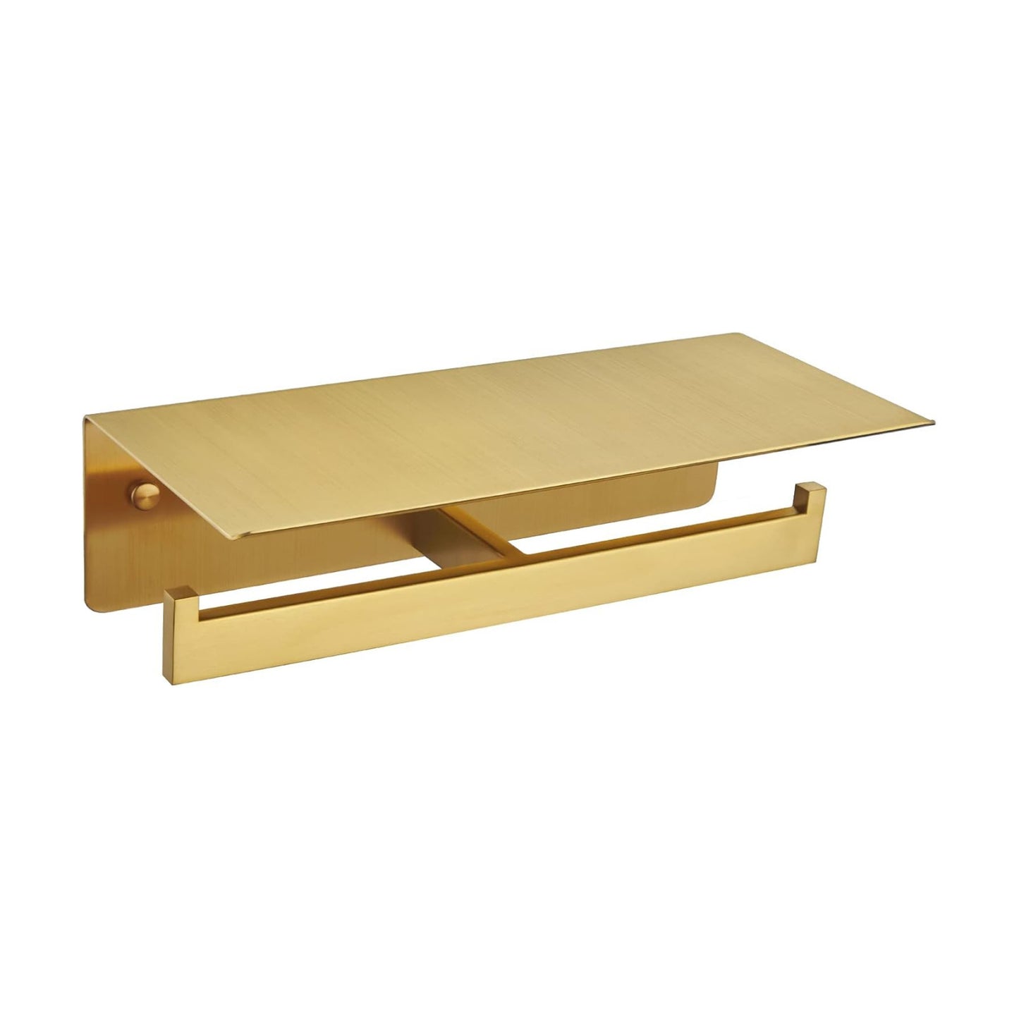 APLusee Brushed Gold Double Toilet Paper Holder with Shelf, Wall Mounted | 304 Stainless Steel, Rust-resistant Tissue