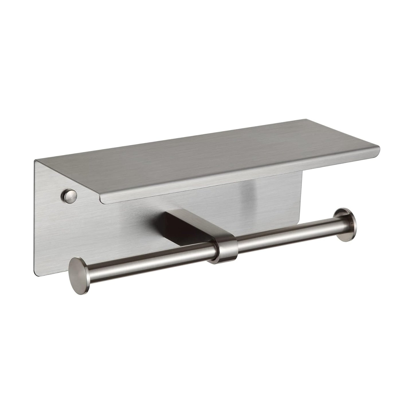 BGL Toilet Paper Holder with Shelf Brushed Nickel Double Head Toilet Tissue Roll Holder 304 Stainless Steel Wall Mount