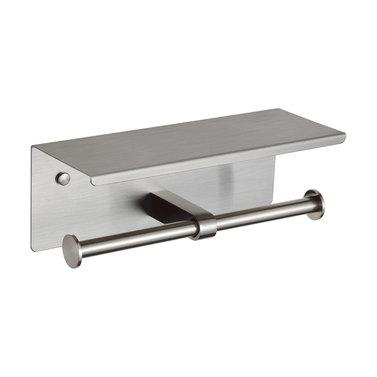 BGL Toilet Paper Holder with Shelf Brushed Nickel Double Head Toilet Tissue Roll Holder 304 Stainless Steel Wall Mount