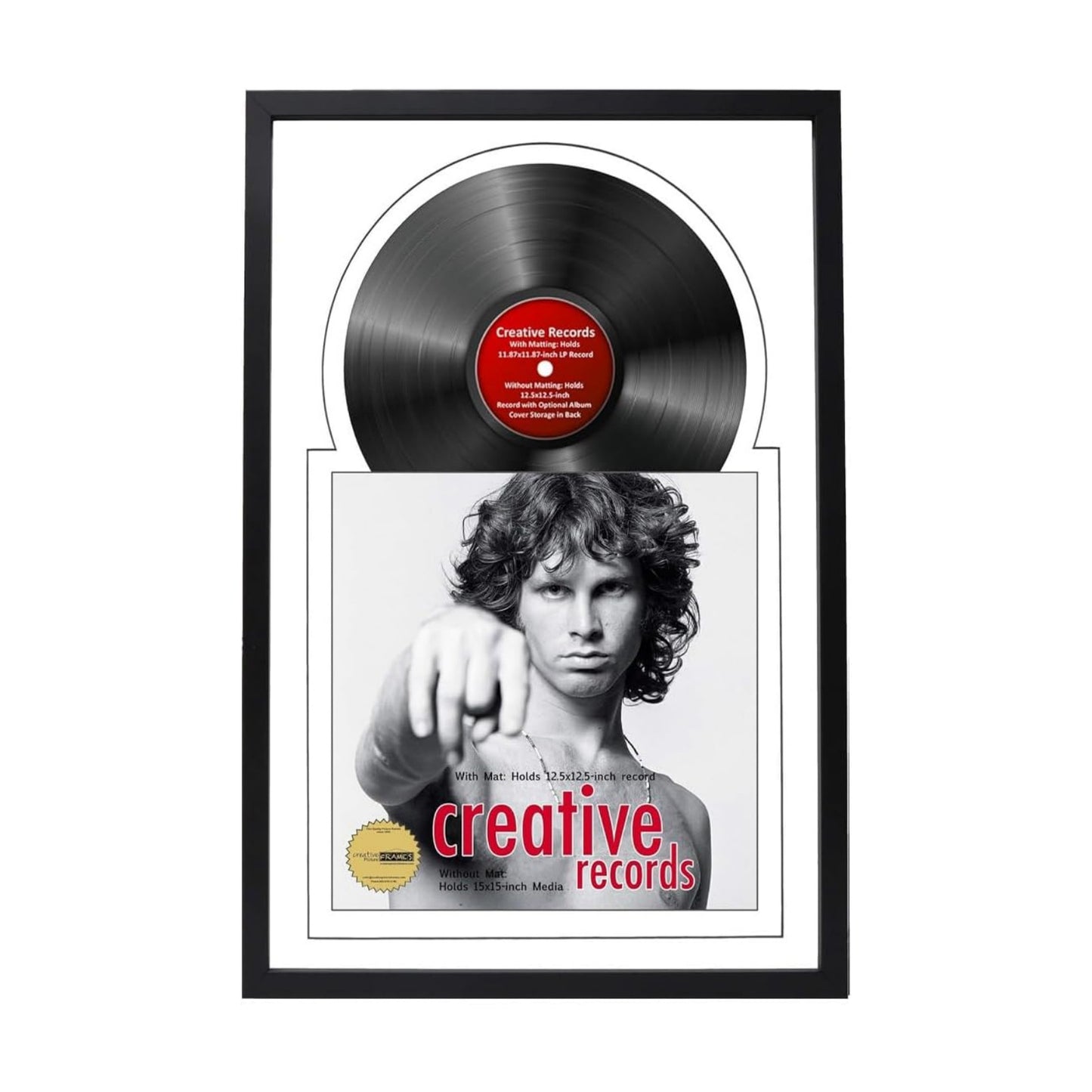 16" x 24" Jukebox Vinyl Frame Display with Double Matting, LP Record Album Frame for Wall Decor, White/White, 1 Count