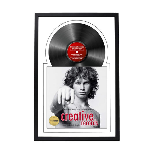 16" x 24" Jukebox Vinyl Frame Display with Double Matting, LP Record Album Frame for Wall Decor, White/White, 1 Count