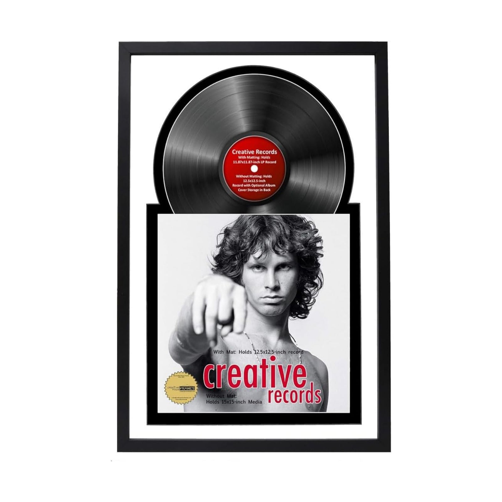 16" x 24" Jukebox Vinyl Frame Display with Double Double White-Black Matting, LP Record Album Frame for Wall Decor