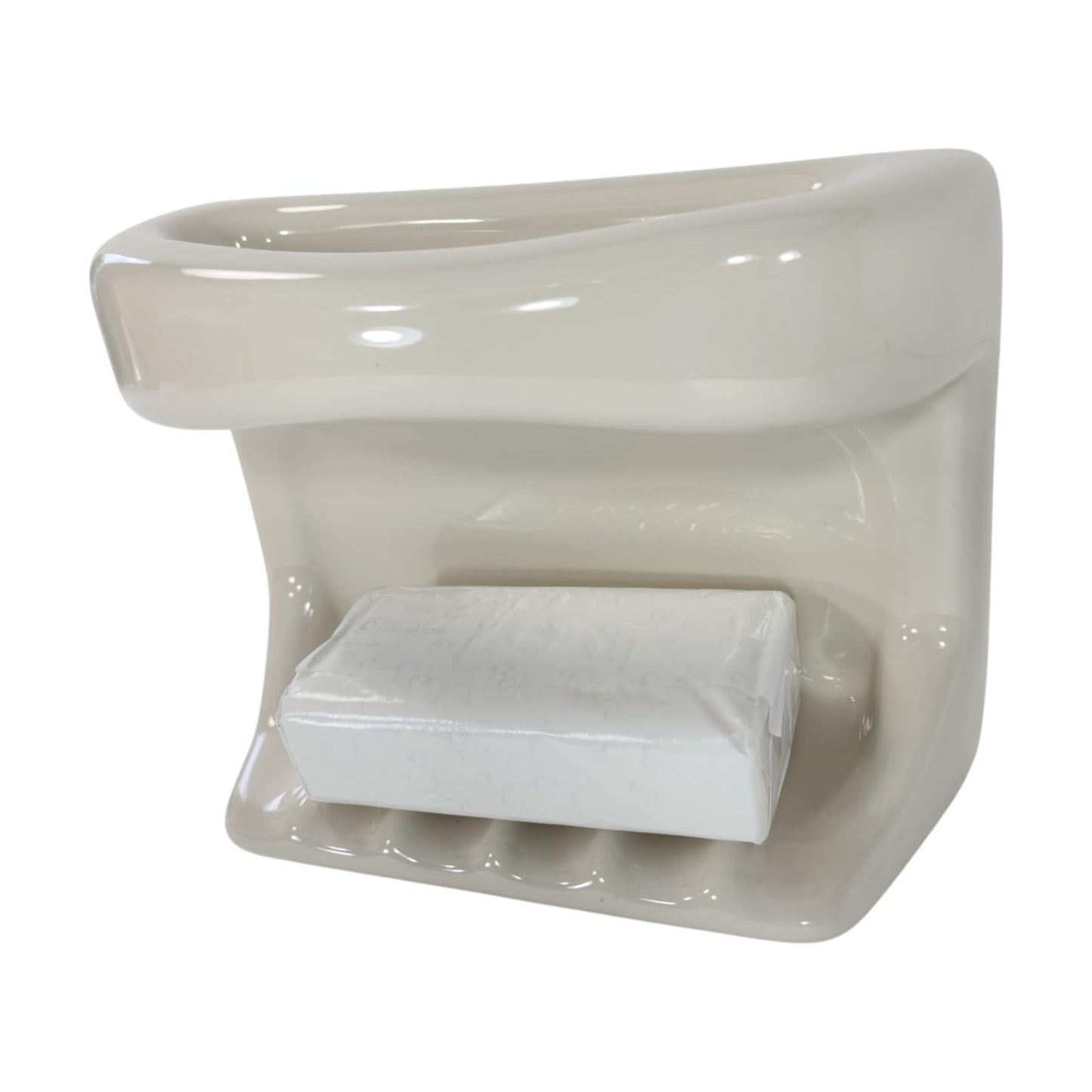 Bone Almond Ceramic Soap Dish Tray Cloth Bar Washcloth Holder Bath Shower Bathtub / Beige