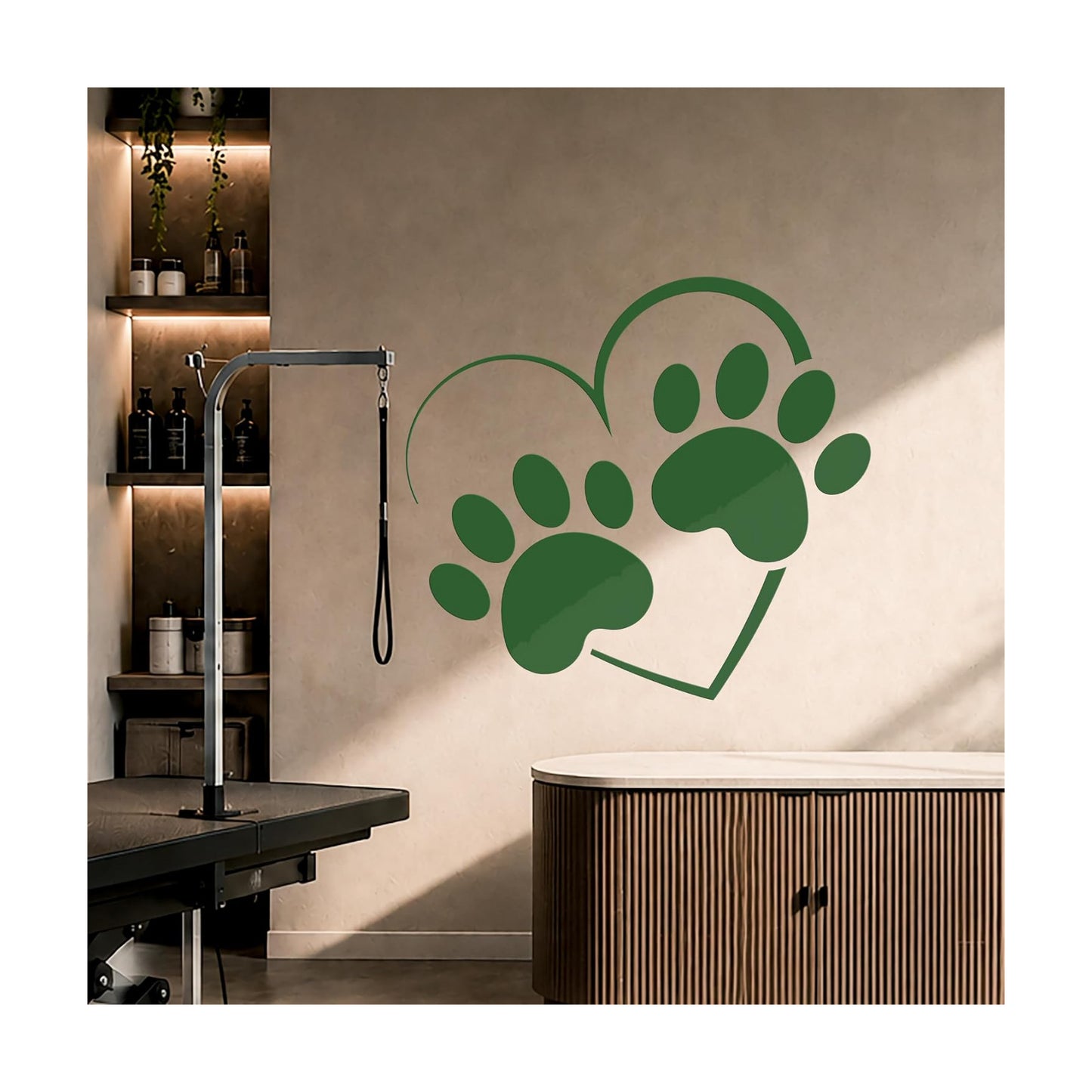 Vinyl Wall Decal Grooming Pets Paw Print House Animals Love Stickers / 22.5 x 25 / M In / Black