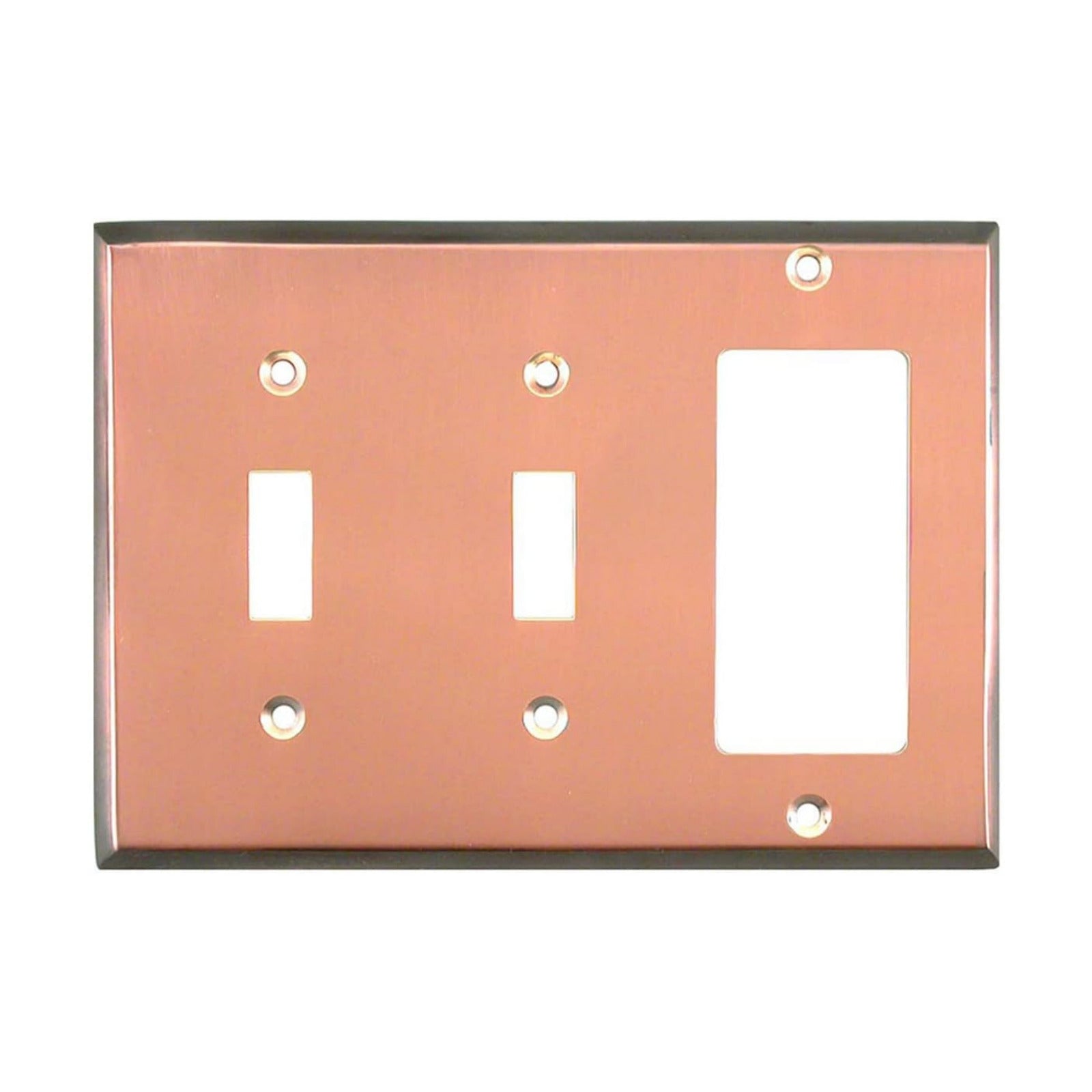 Pink Antique Copper Outlet Wall Plate | 2 Toggle - 1 GFI Rocker | 6.25" x 4.5" | Hand-Polished Brass Construction