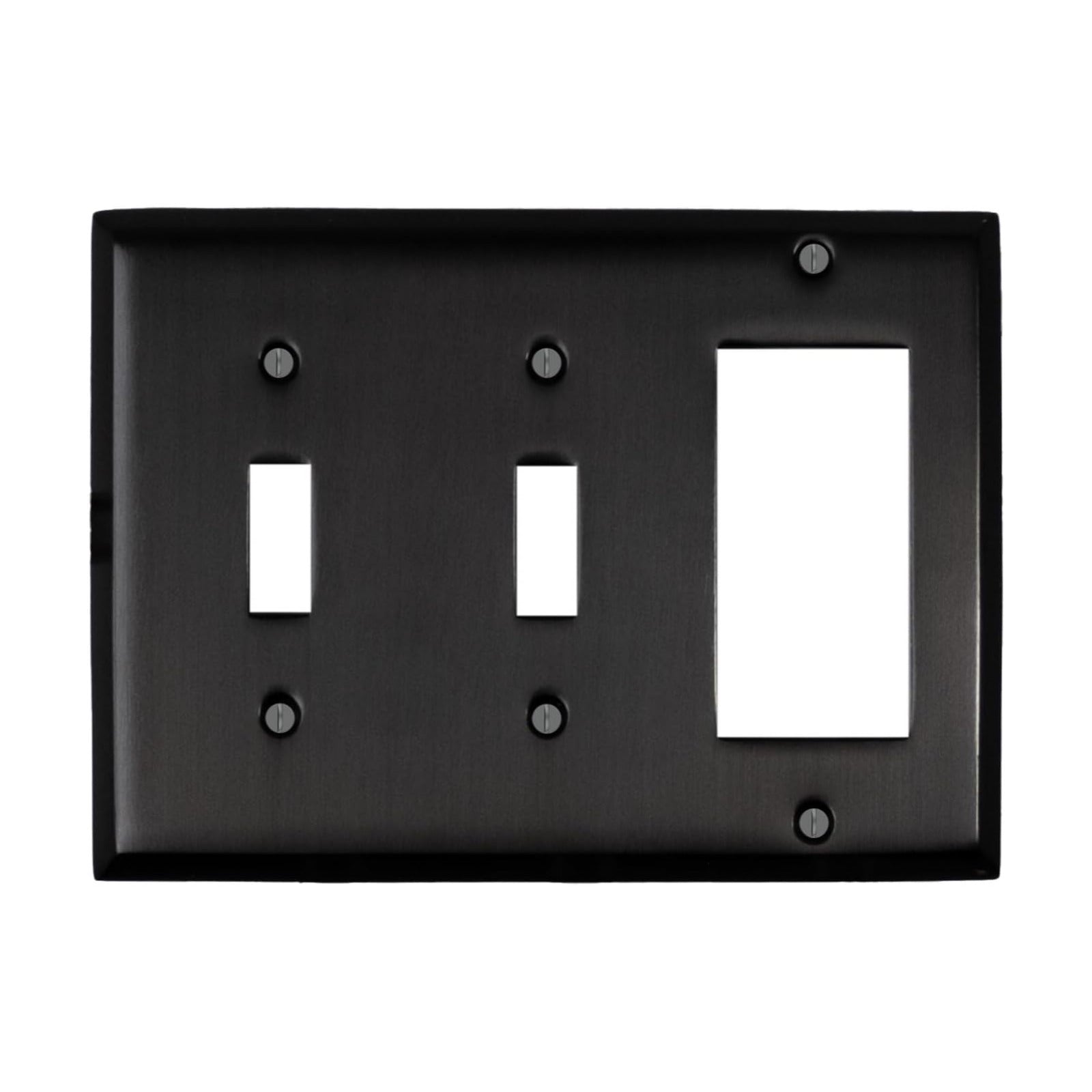 Satin Nickel Black Outlet Wall Plate | 2 Toggle - 1 GFI Rocker | 6.25" x 4.5" | Hand-Polished Brass Construction