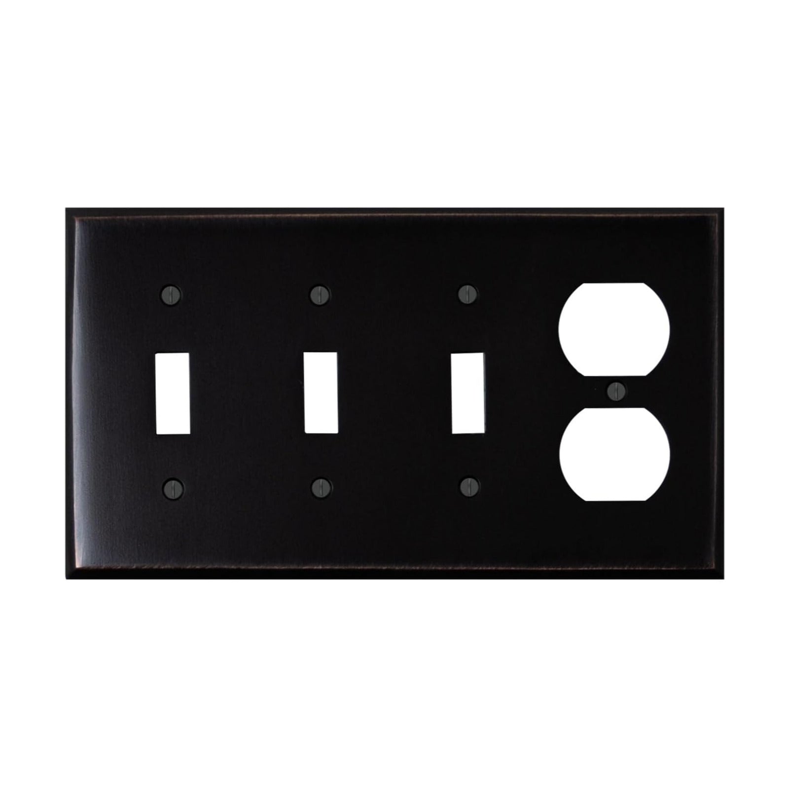 Triple Light Switch Plate Outlet Cover GFCI Decorative Wall Plate | 3 Toggle - 1 Duplex Oil Rubbed Bronze Electrical