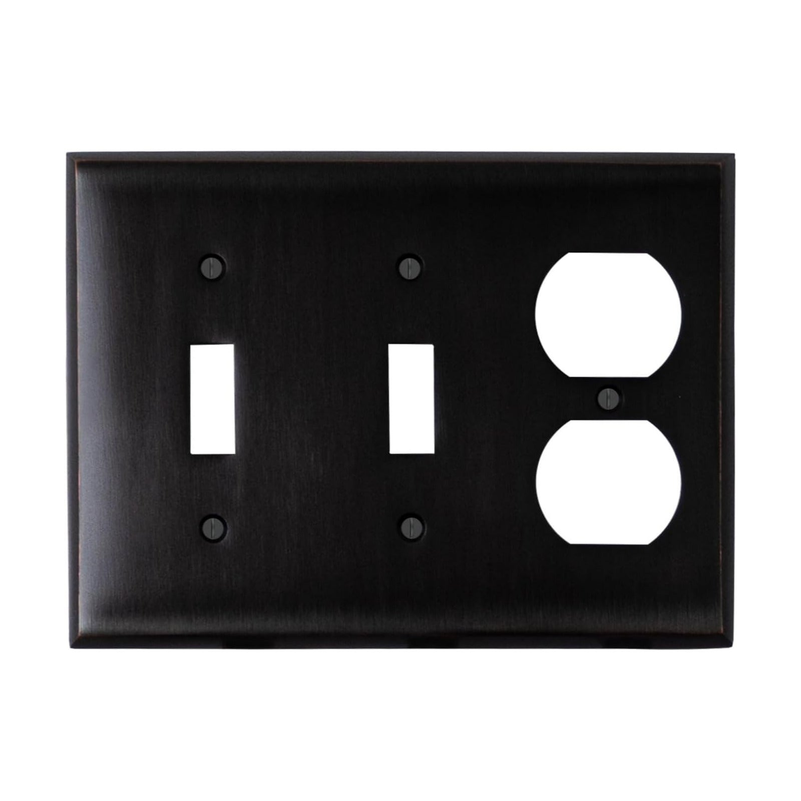 Double Light Switch Plate Outlet Cover GFCI Decorative Wall Plate | 2 Toggle - 1 Duplex Oil Rubbed Bronze Electrical