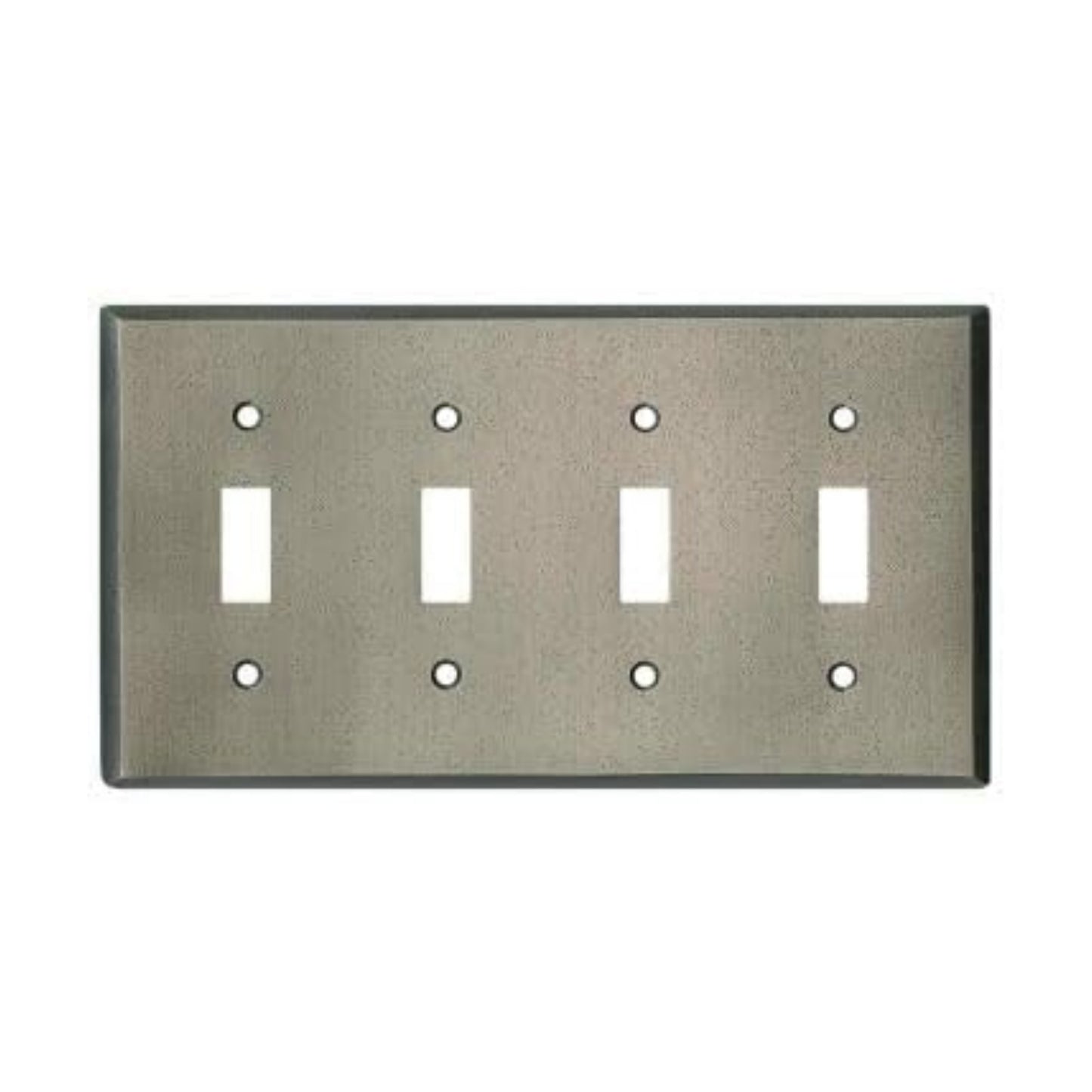 Distressed Antique Pewter Outlet Wall Plate | 4 Toggle | 8.25" x 4.5" | Hand-Polished Brass Construction | Electrical