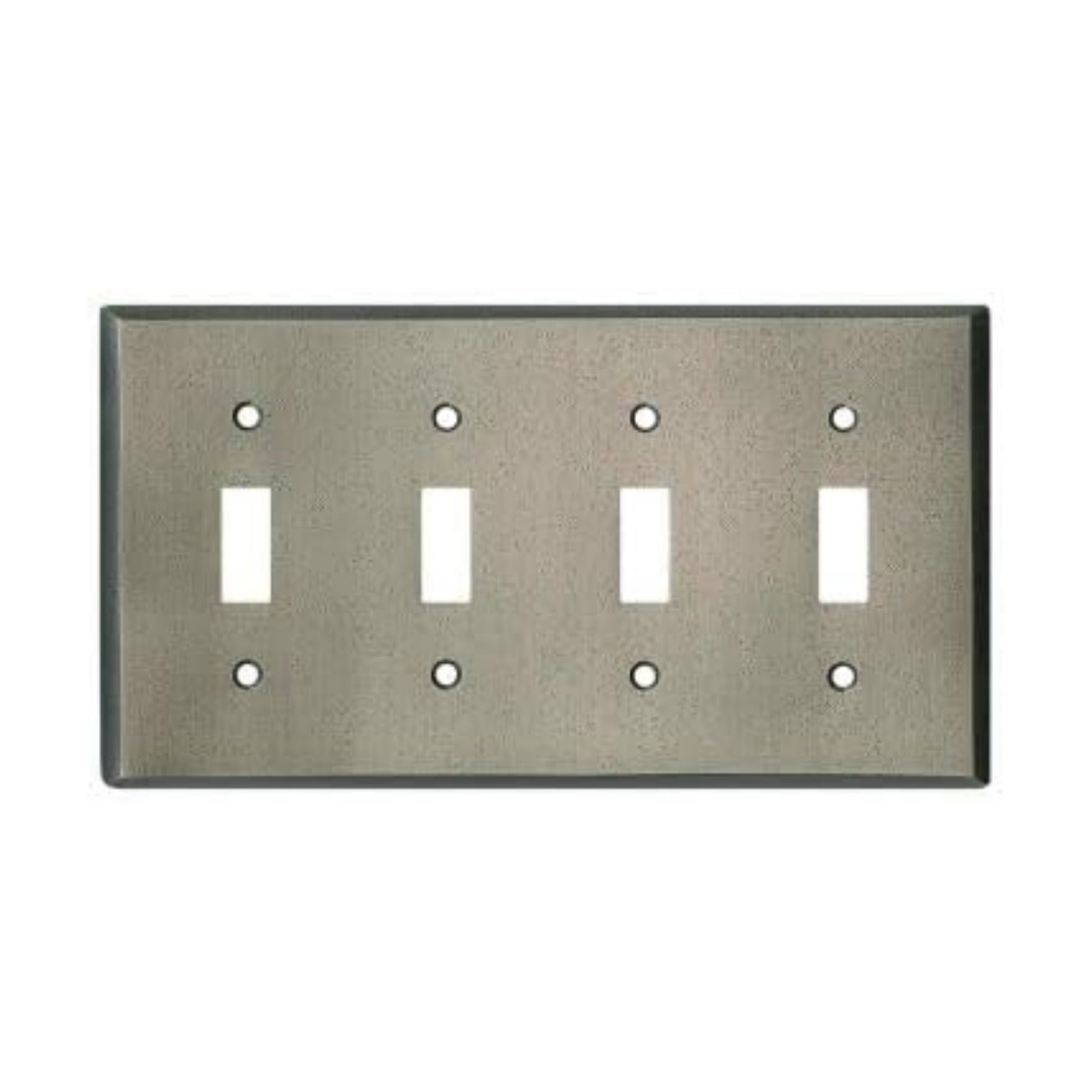 Distressed Antique Pewter Outlet Wall Plate | 4 Toggle | 8.25" x 4.5" | Hand-Polished Brass Construction | Electrical