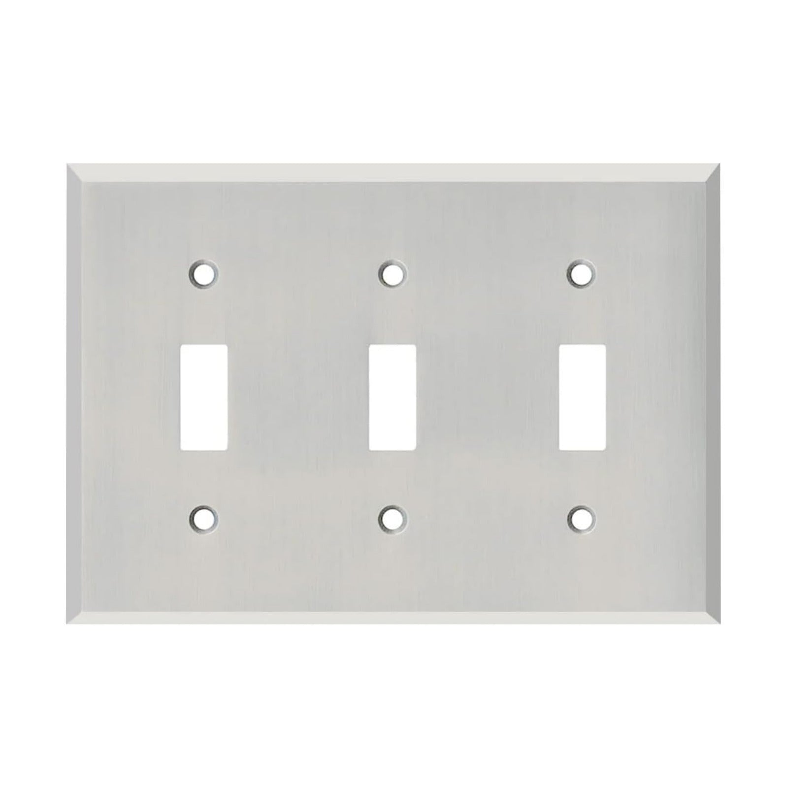 Polished Nickel Outlet Wall Plate | 3 Toggle | 6.25" x 4.5" | Hand-Polished Brass Construction | Electrical Switch