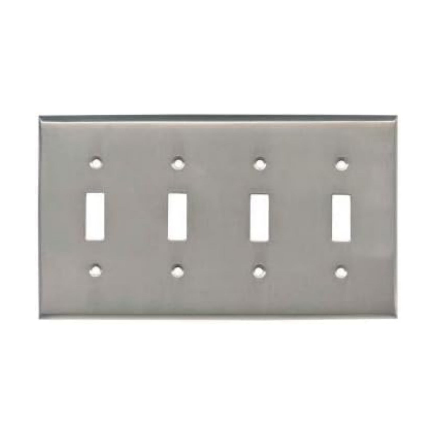 Satin Nickel Outlet Wall Plate | 4 Toggle | 8.25" x 4.5" | Hand-Polished Brass Construction | Electrical Switch Plate