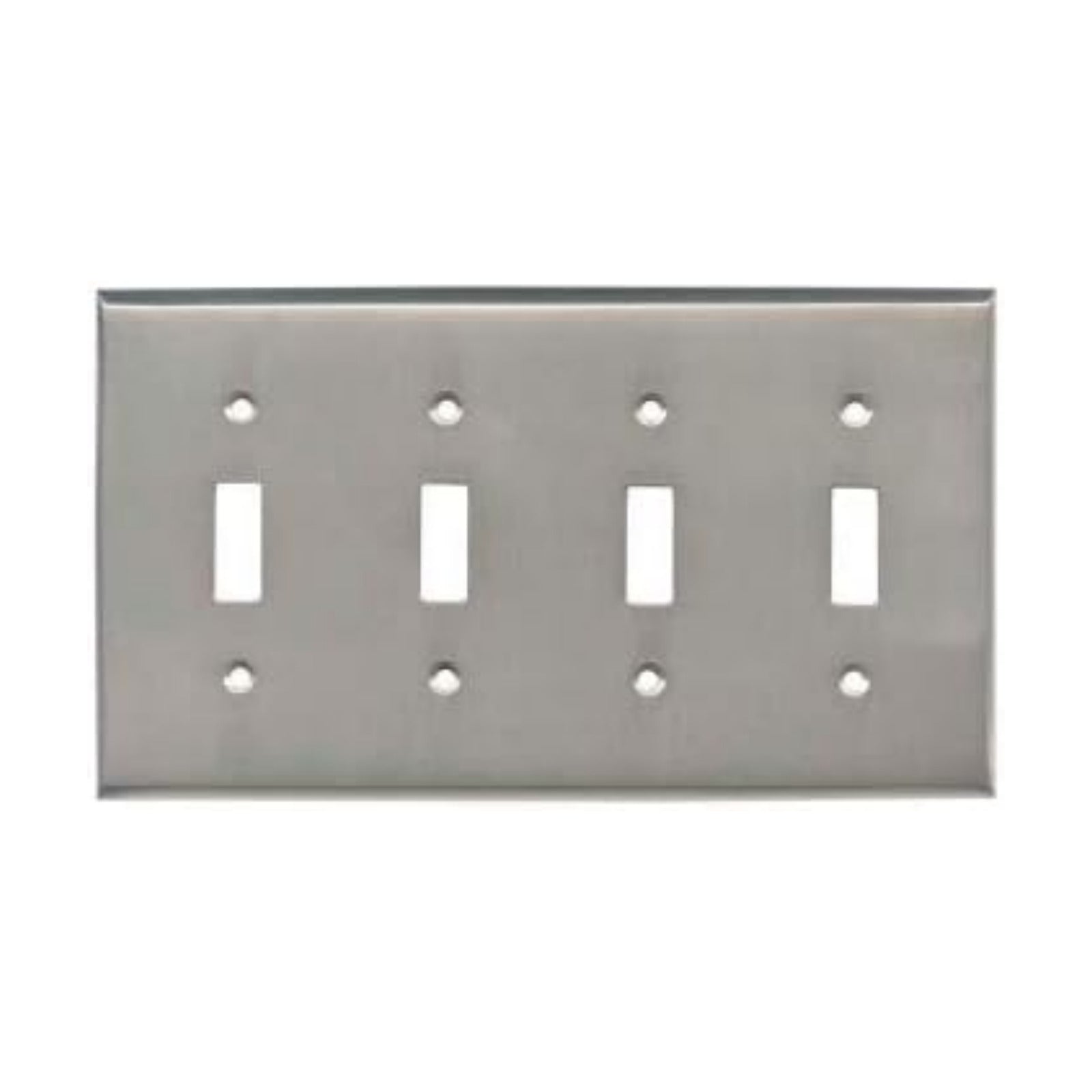 Satin Nickel Outlet Wall Plate | 4 Toggle | 8.25" x 4.5" | Hand-Polished Brass Construction | Electrical Switch Plate