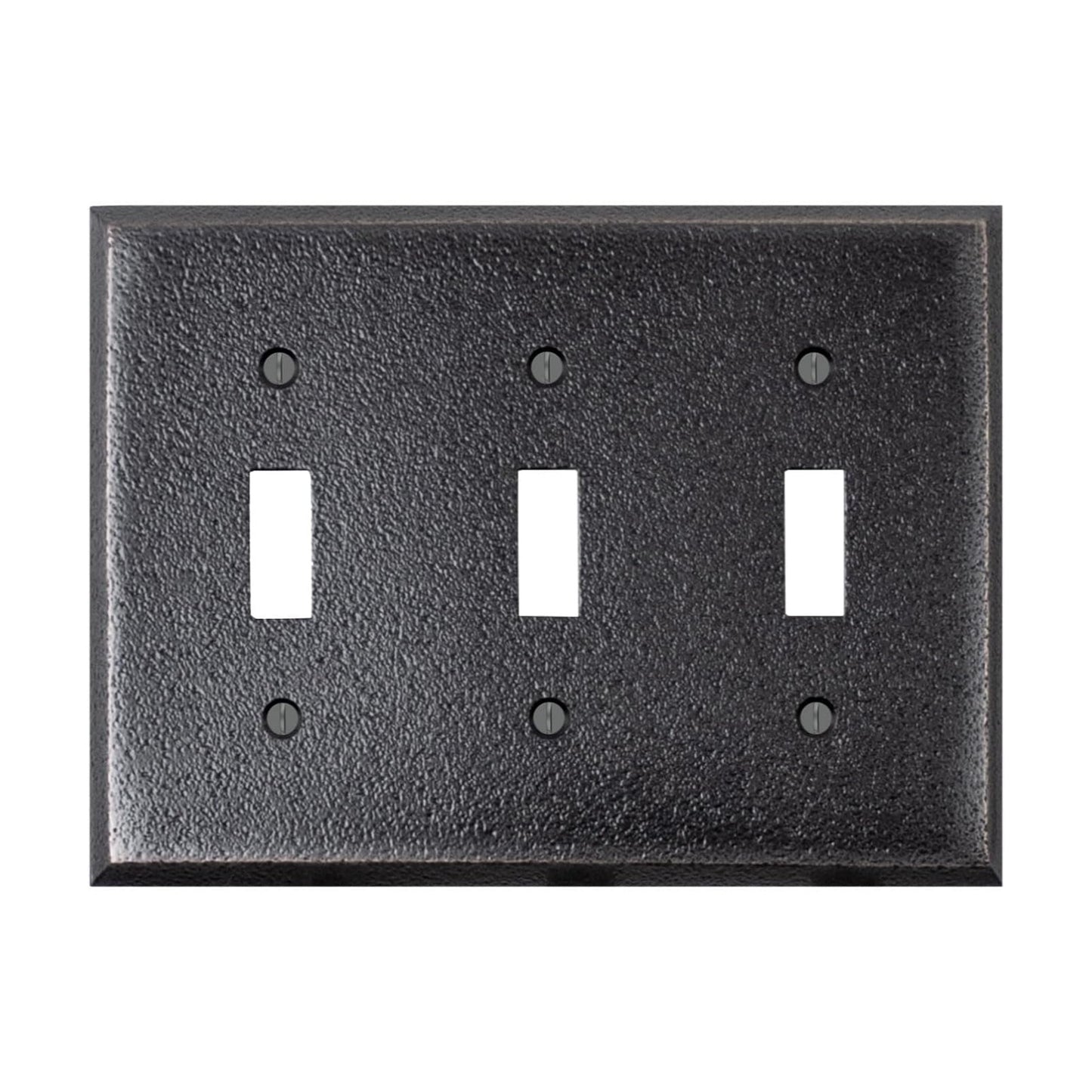 Distressed Antique Bronze Outlet Wall Plate | 3 Toggle | 6.25" x 4.5" | Hand-Polished Brass Construction | Electrical