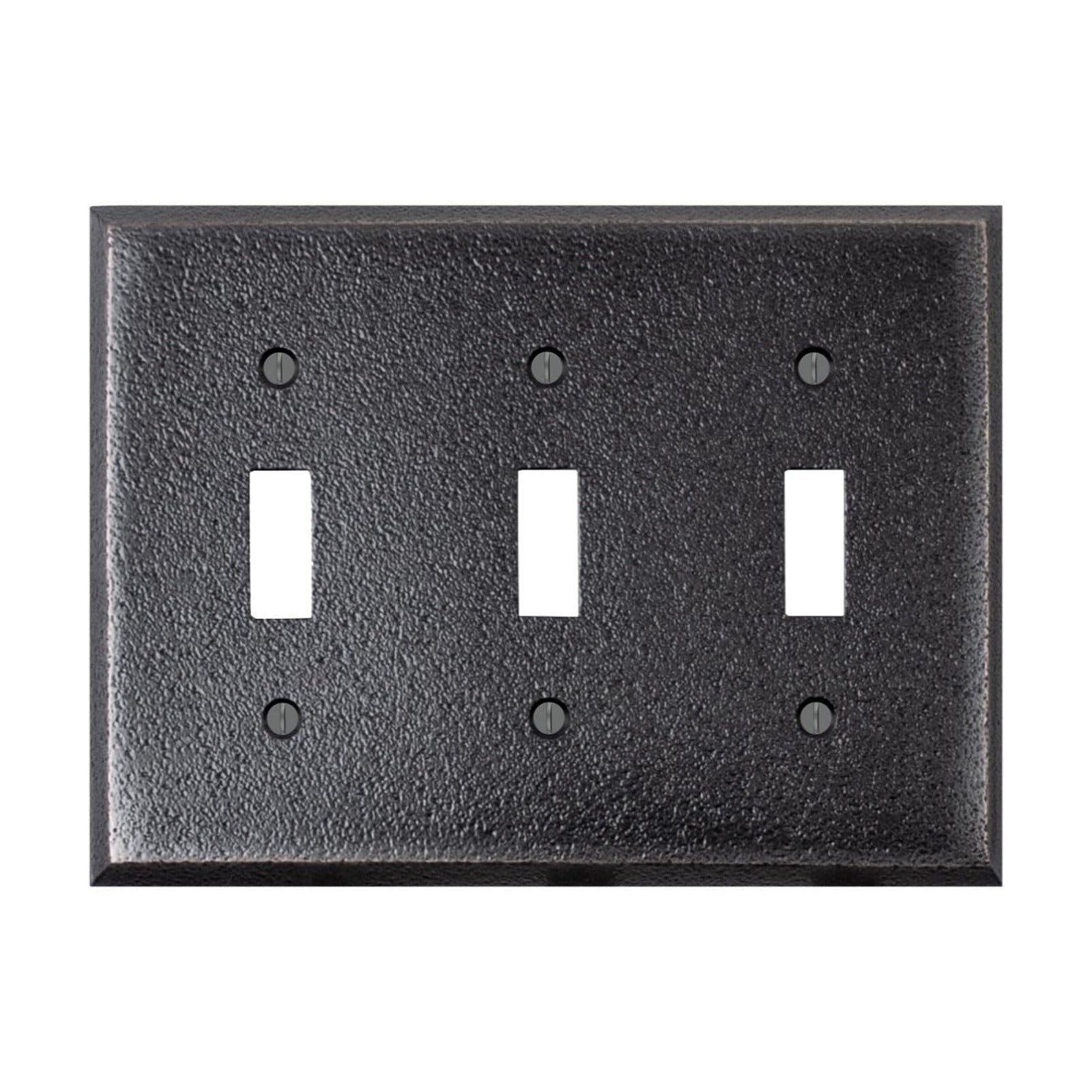 Distressed Antique Bronze Outlet Wall Plate | 3 Toggle | 6.25" x 4.5" | Hand-Polished Brass Construction | Electrical