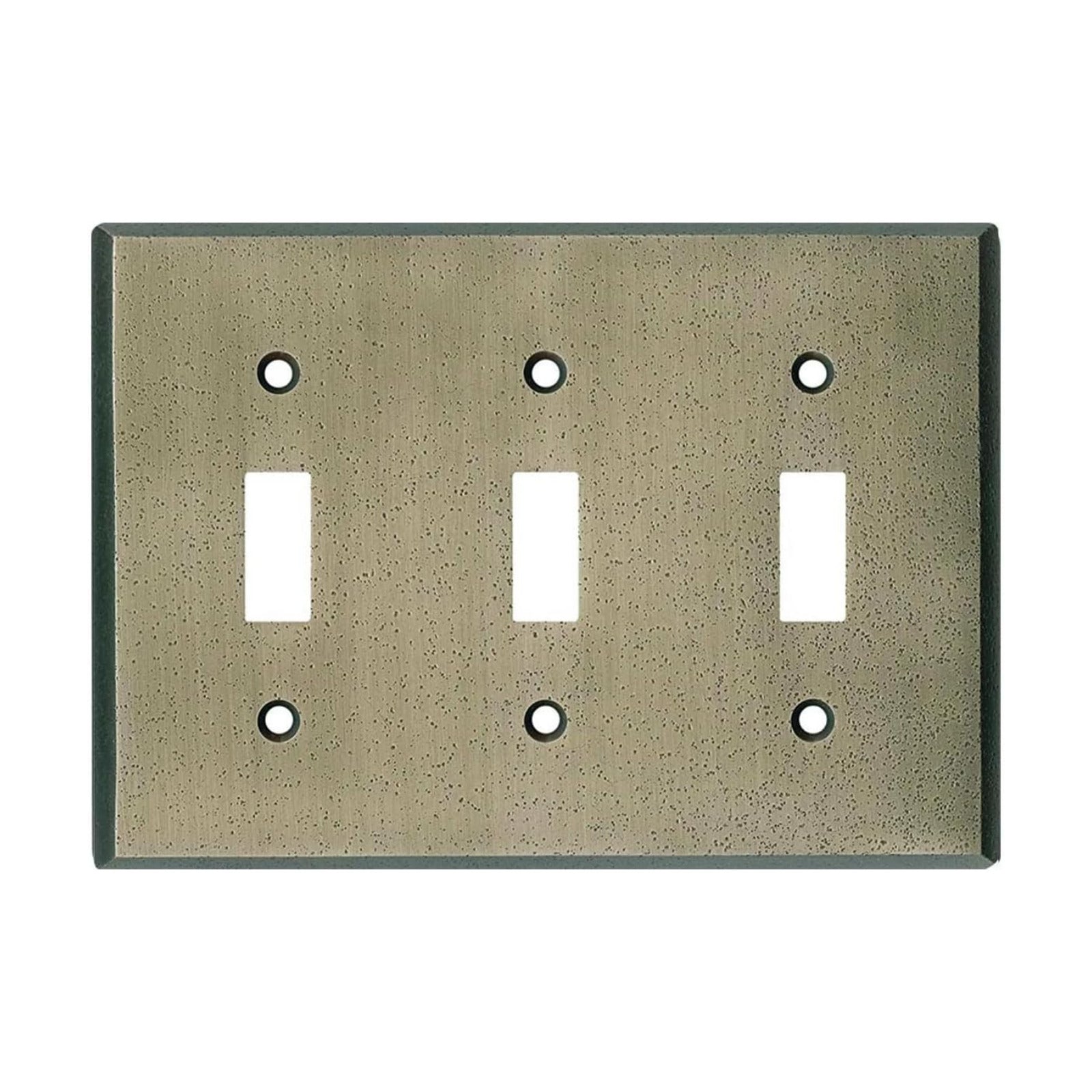 Distressed Antique Pewter Outlet Wall Plate | 3 Toggle | 6.25" x 4.5" | Hand-Polished Brass Construction | Electrical