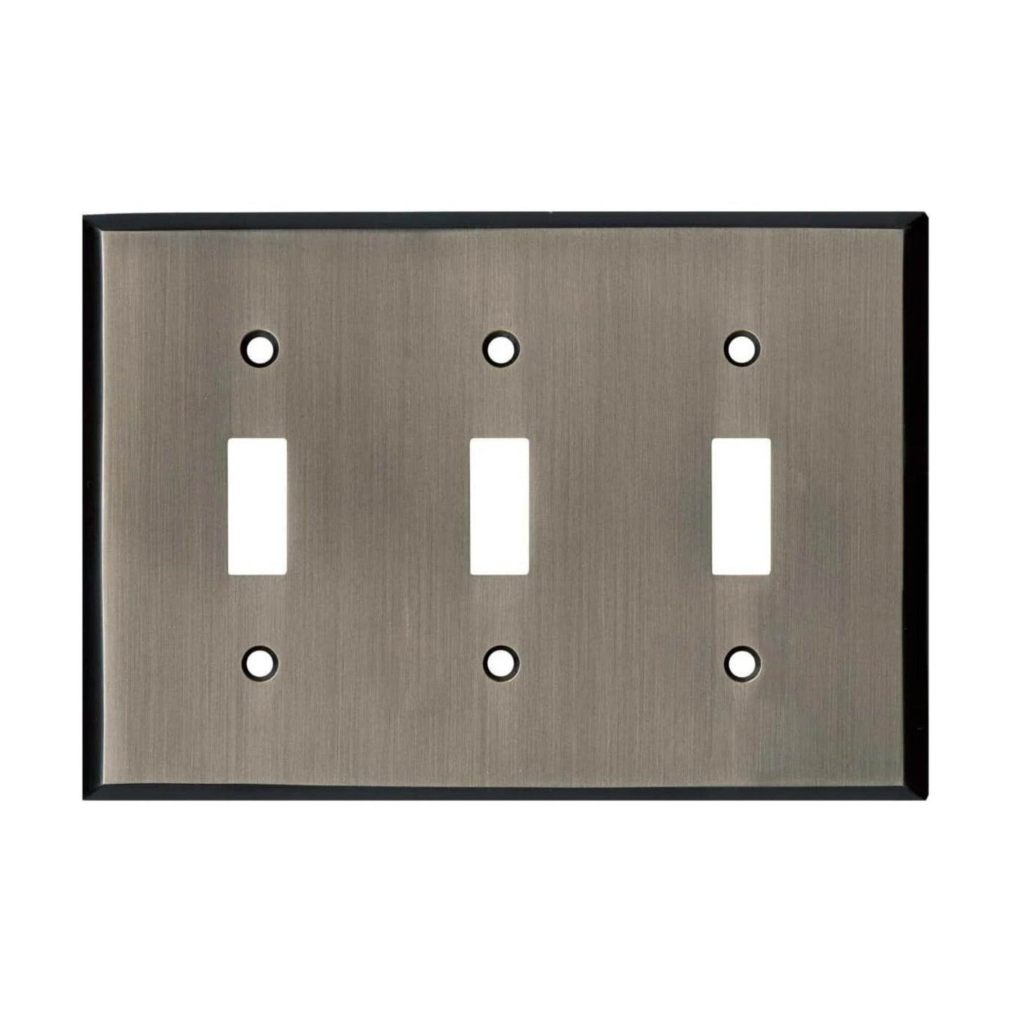 Antique Pewter Outlet Wall Plate | 3 Toggle | 6.25" x 4.5" | Hand-Polished Brass Construction | Electrical Switch Plate