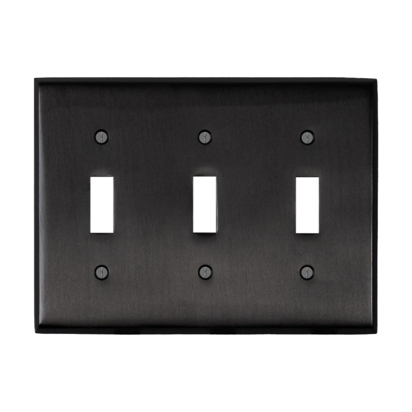 Satin Nickel Black Outlet Wall Plate | 3 Toggle | 6.25" x 4.5" | Hand-Polished Brass Construction | Electrical Switch
